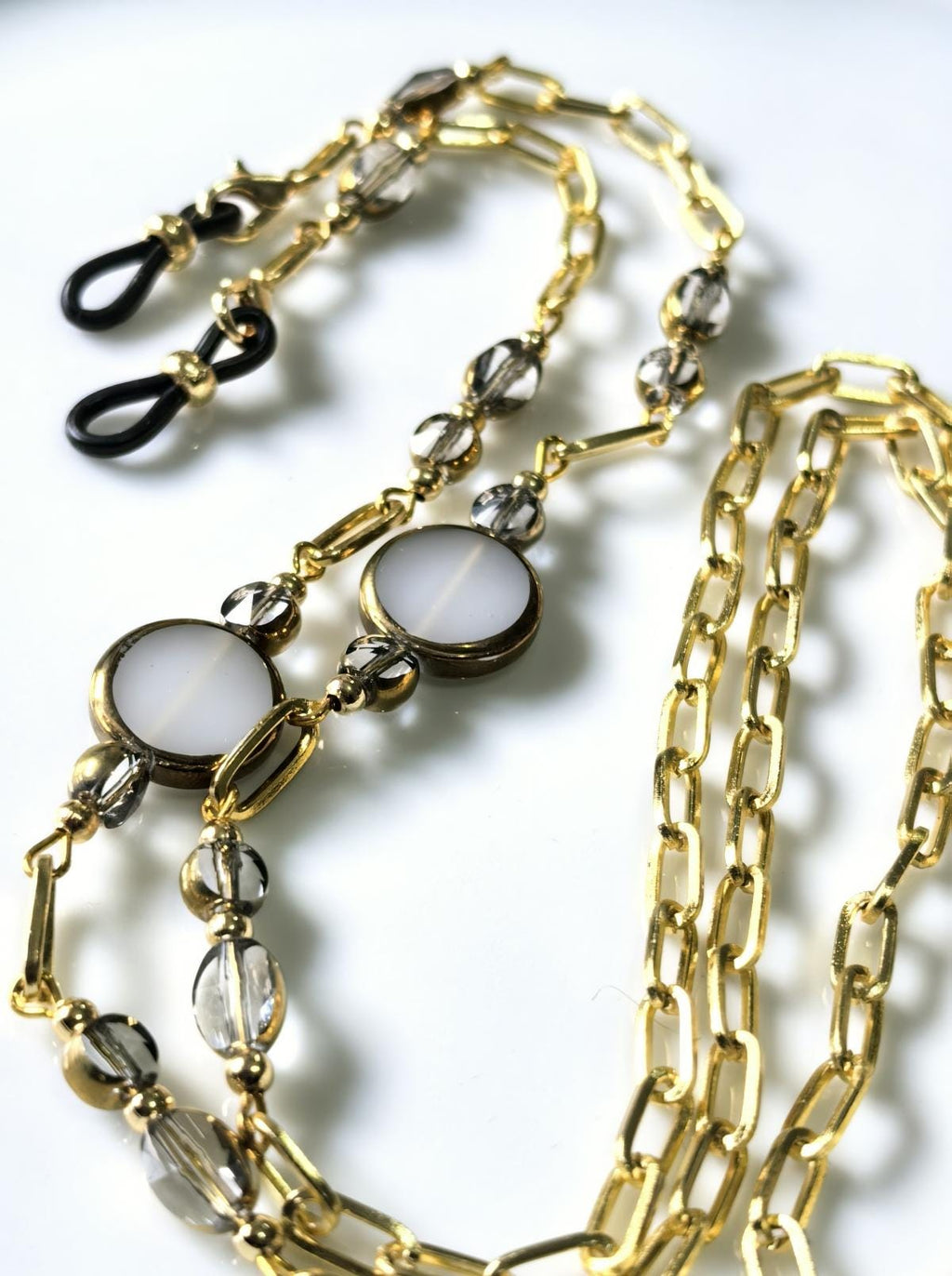 Antique Gold Czech Crystal Eyeglass Chain – Baroque Moon Collection Beaded
