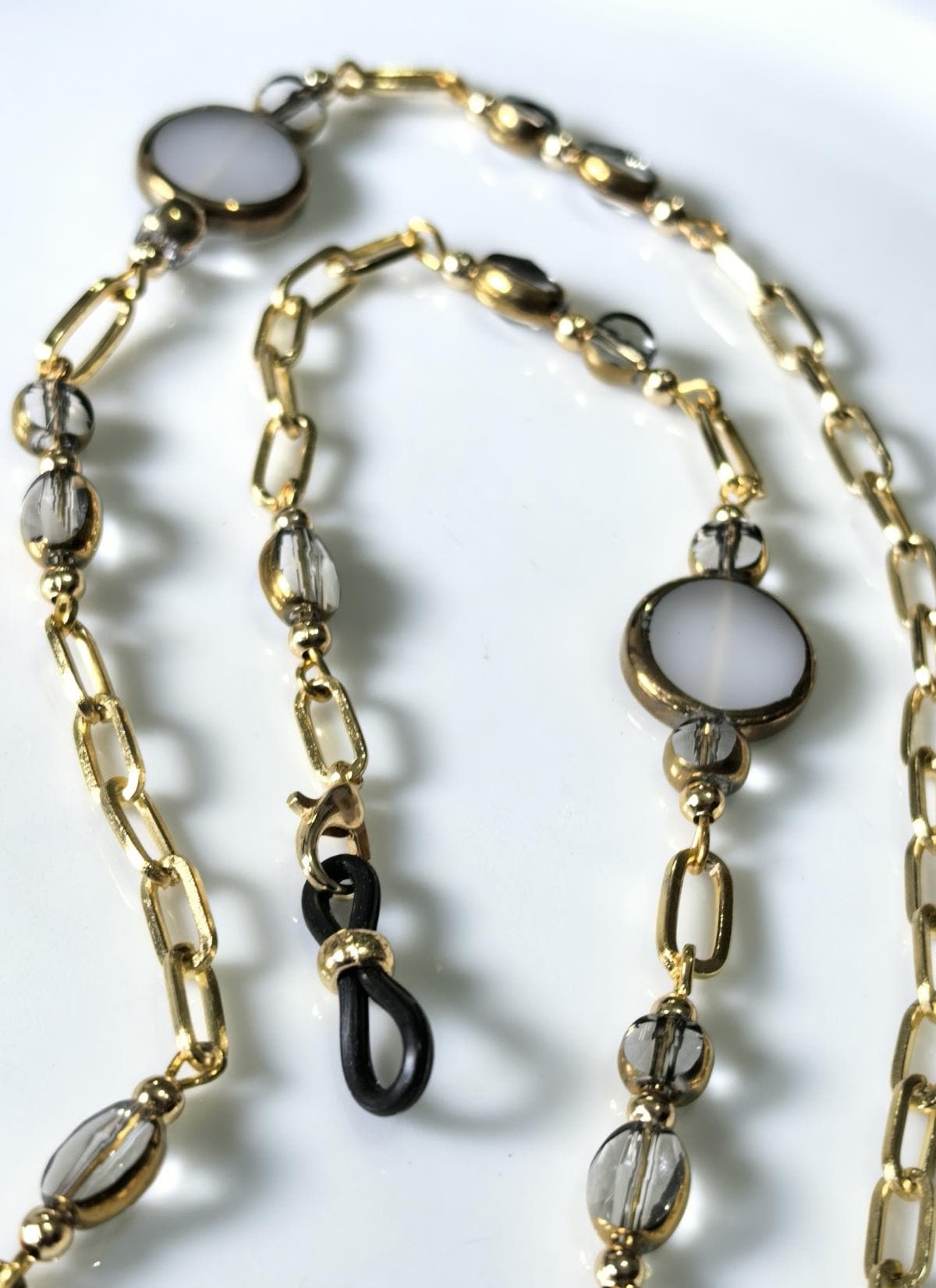 Antique Gold Czech Crystal Eyeglass Chain – Baroque Moon Collection Beaded