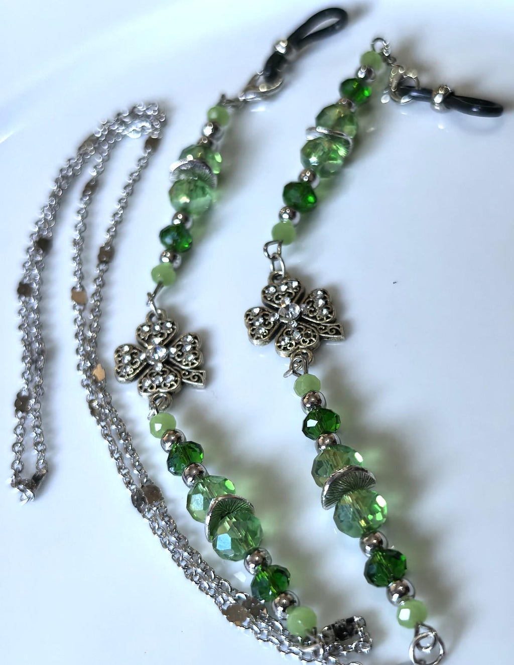 Silver Peridot Crystal Eyeglass Chain
