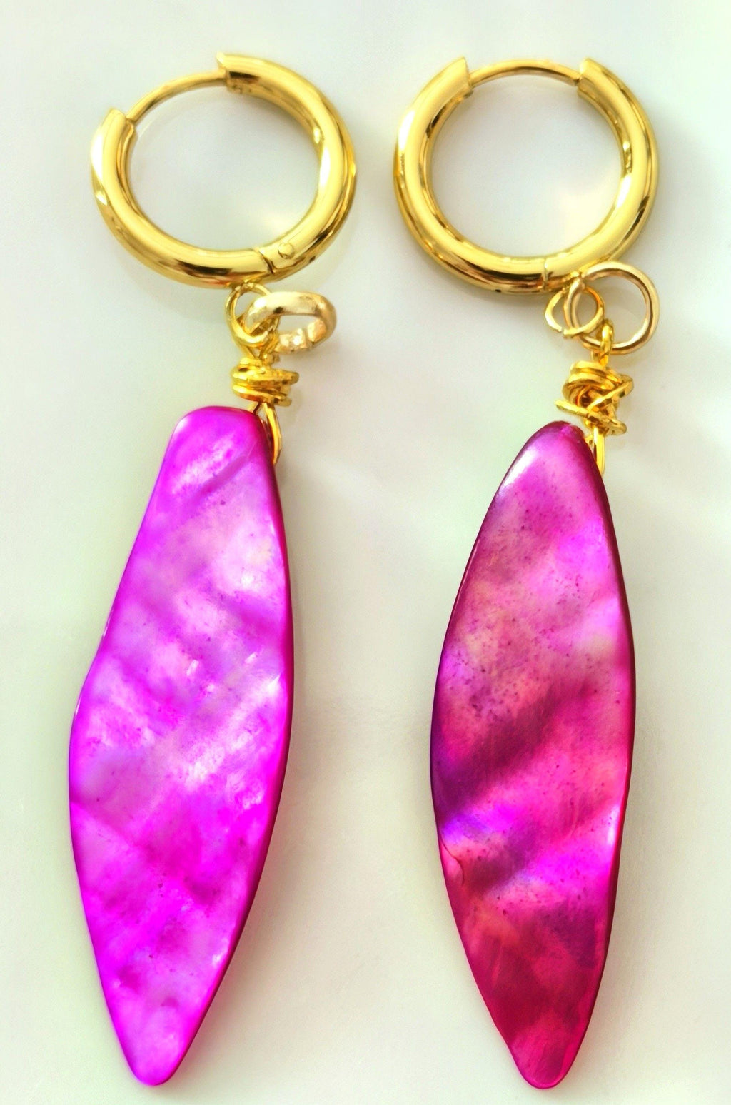 Earrings – Dangling Mother of Pearl & Natural Stones – ThinBlack® Ocean Edition