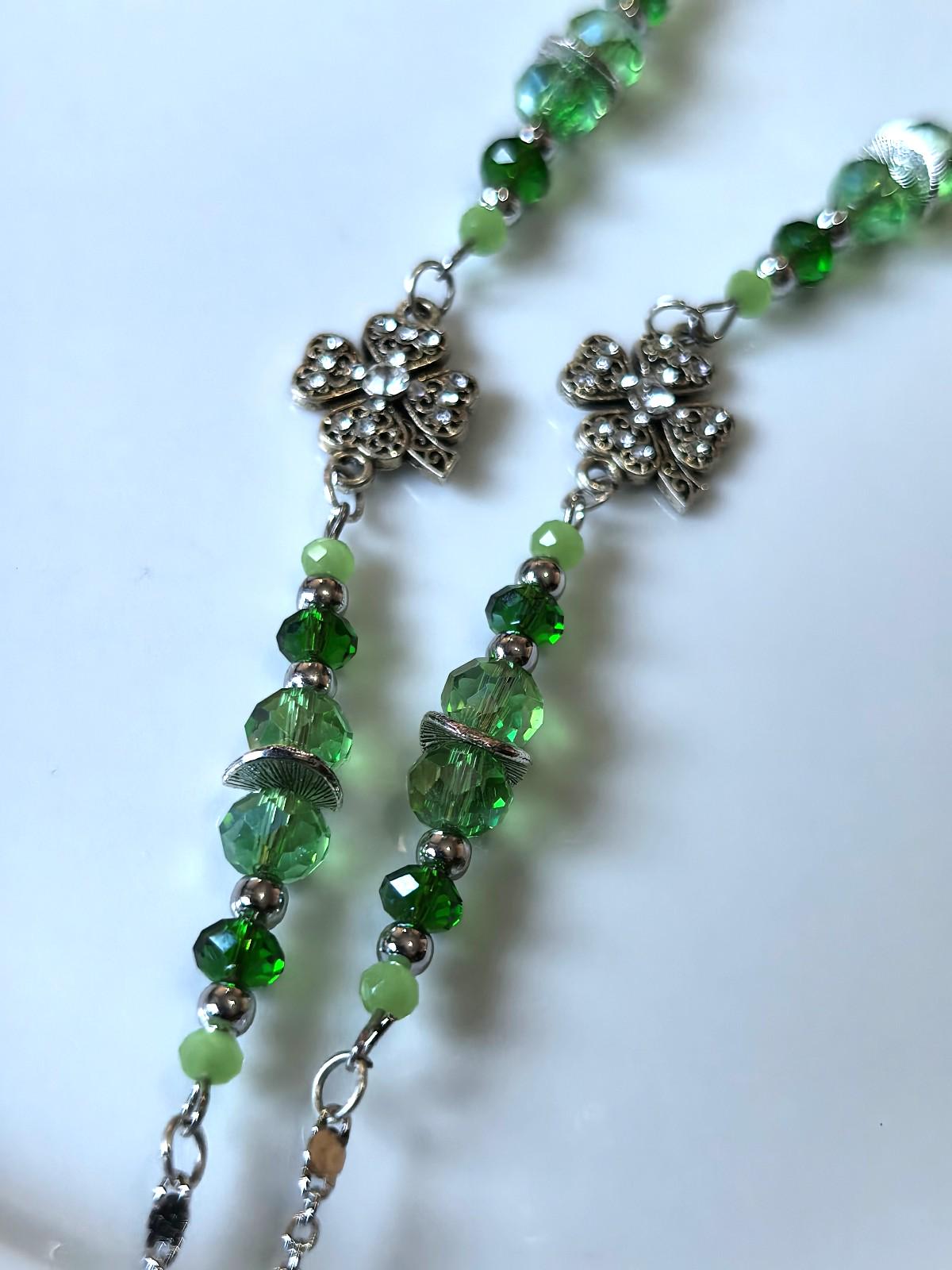 Silver Peridot Crystal Eyeglass Chain