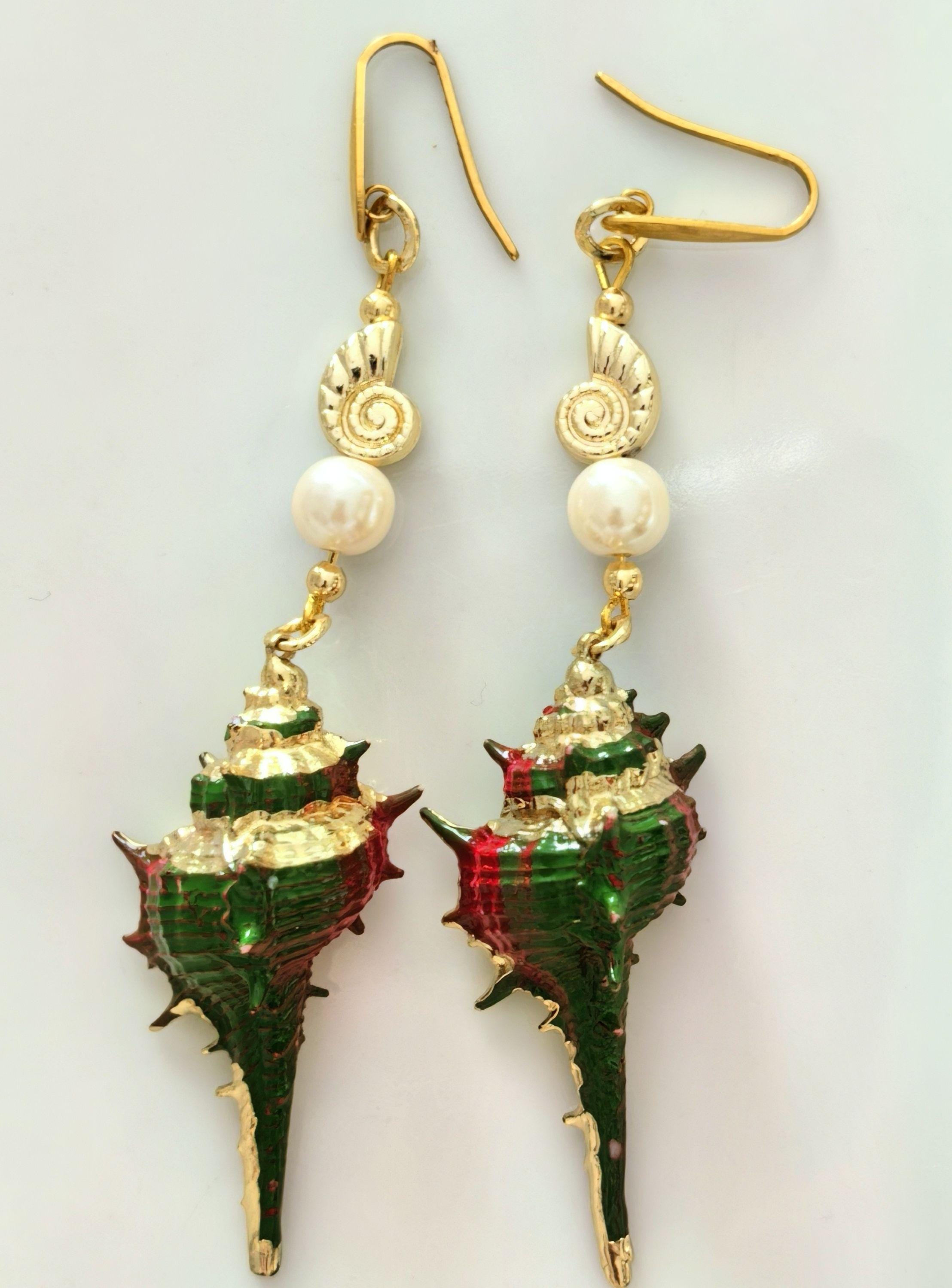 Earrings – Dangling Pearls, Natural Stones & Seashells – ThinBlack® Ocean Edition