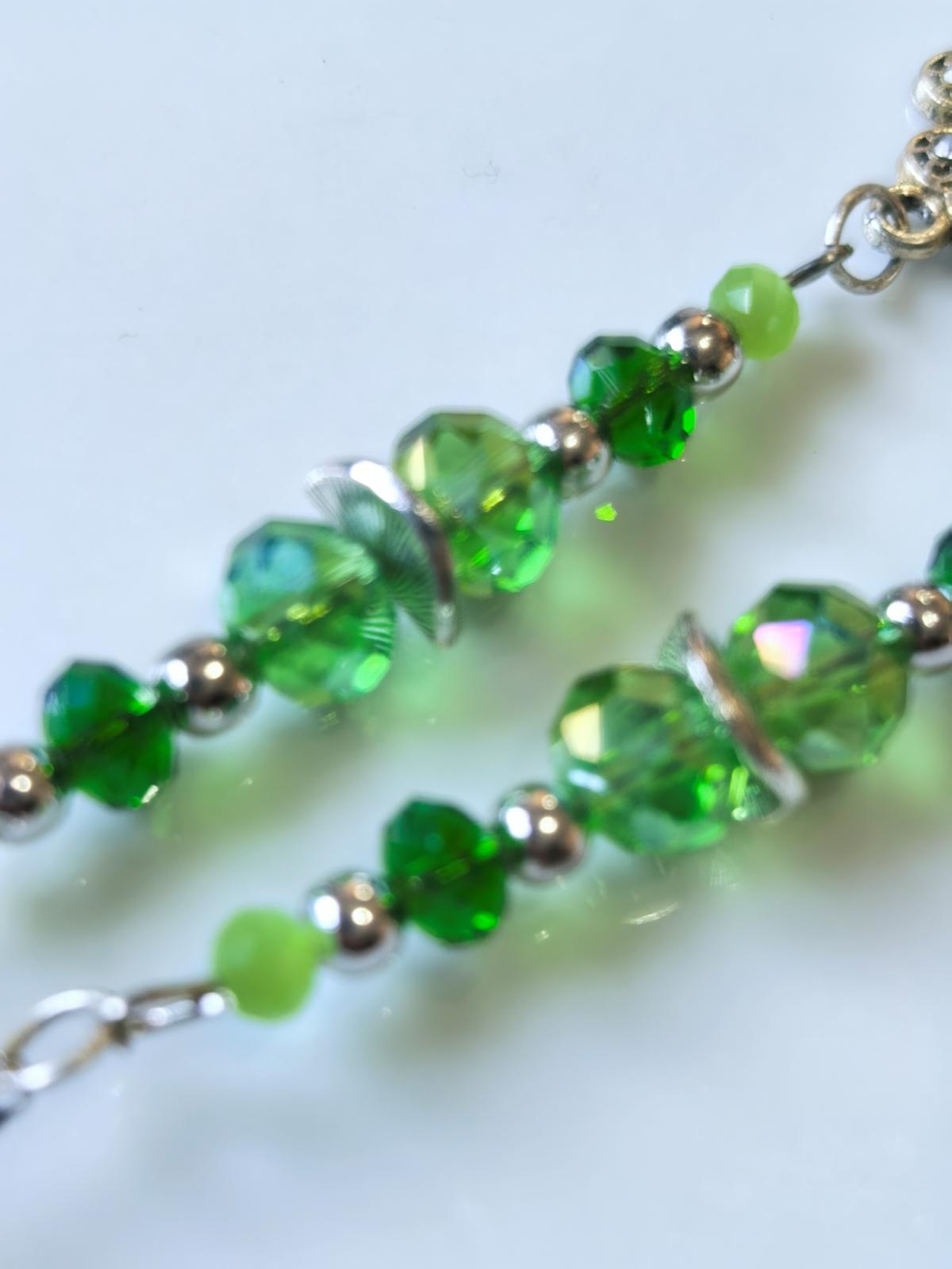 Silver Peridot Crystal Eyeglass Chain