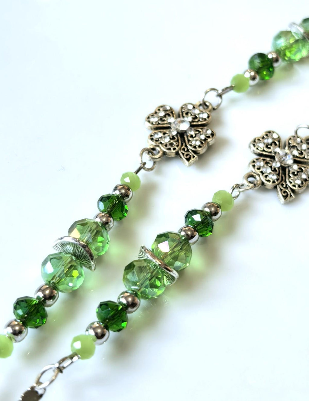 Silver Peridot Crystal Eyeglass Chain