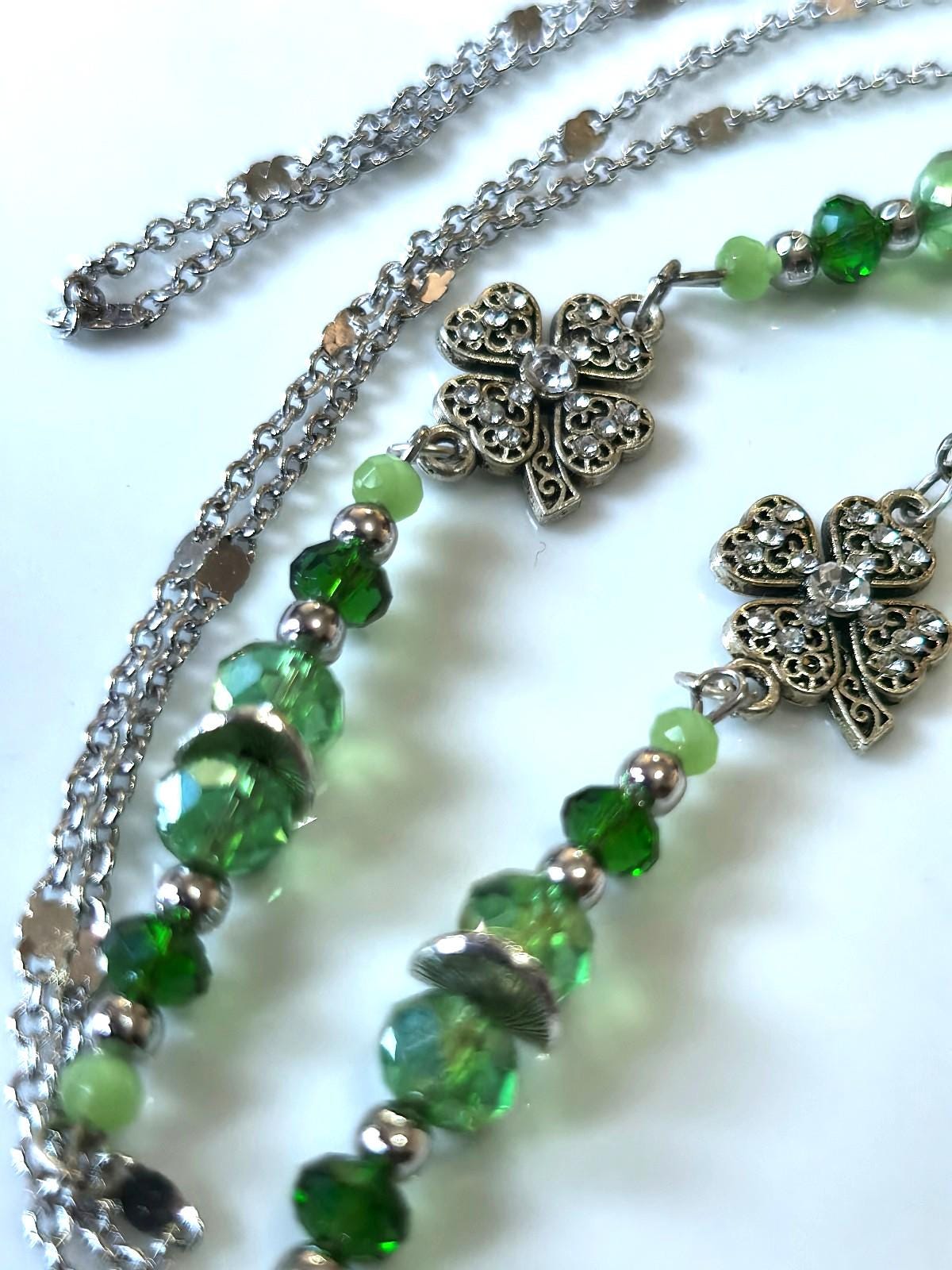 Silver Peridot Crystal Eyeglass Chain