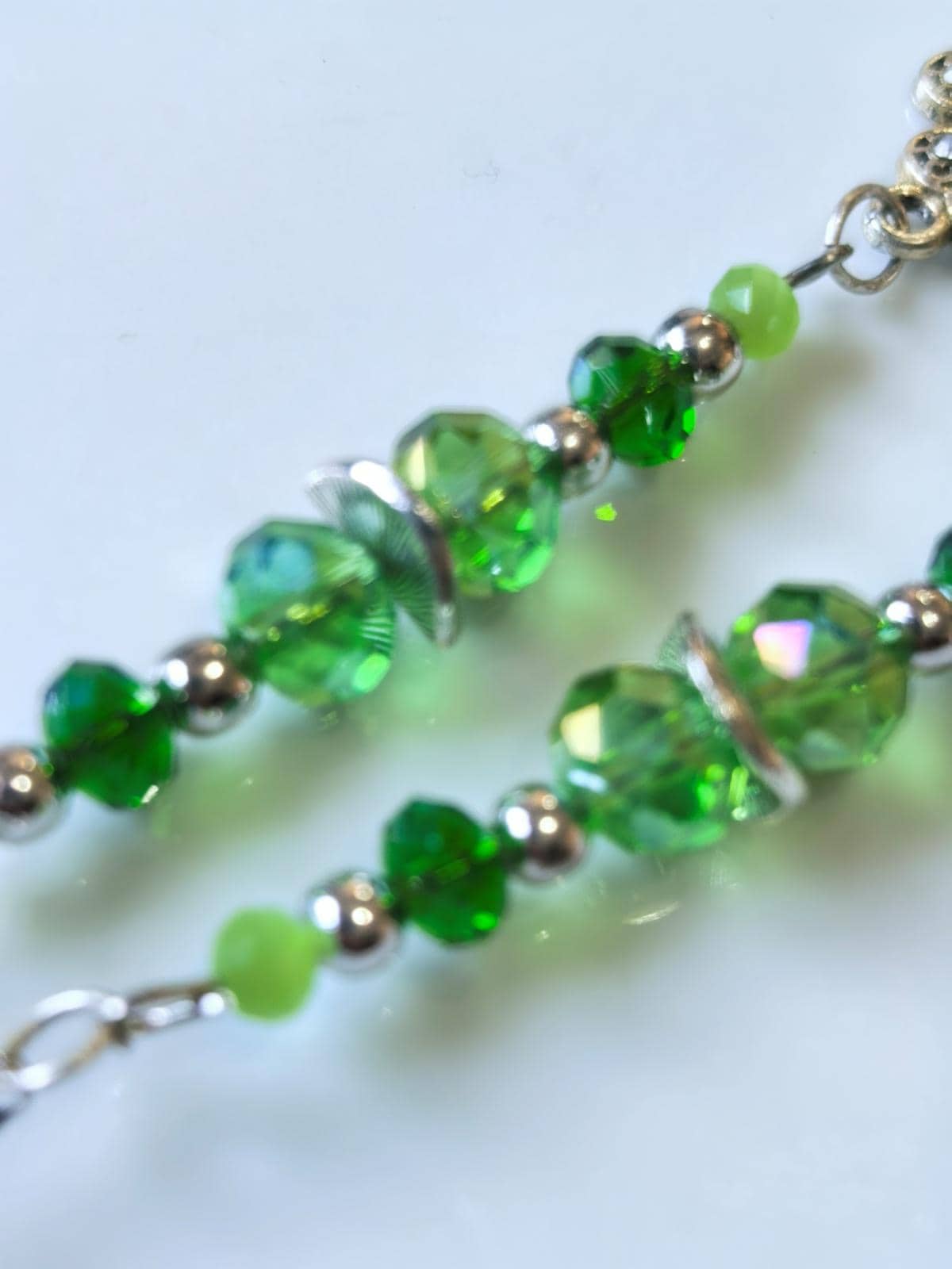 Silver Peridot Crystal Eyeglass Chain
