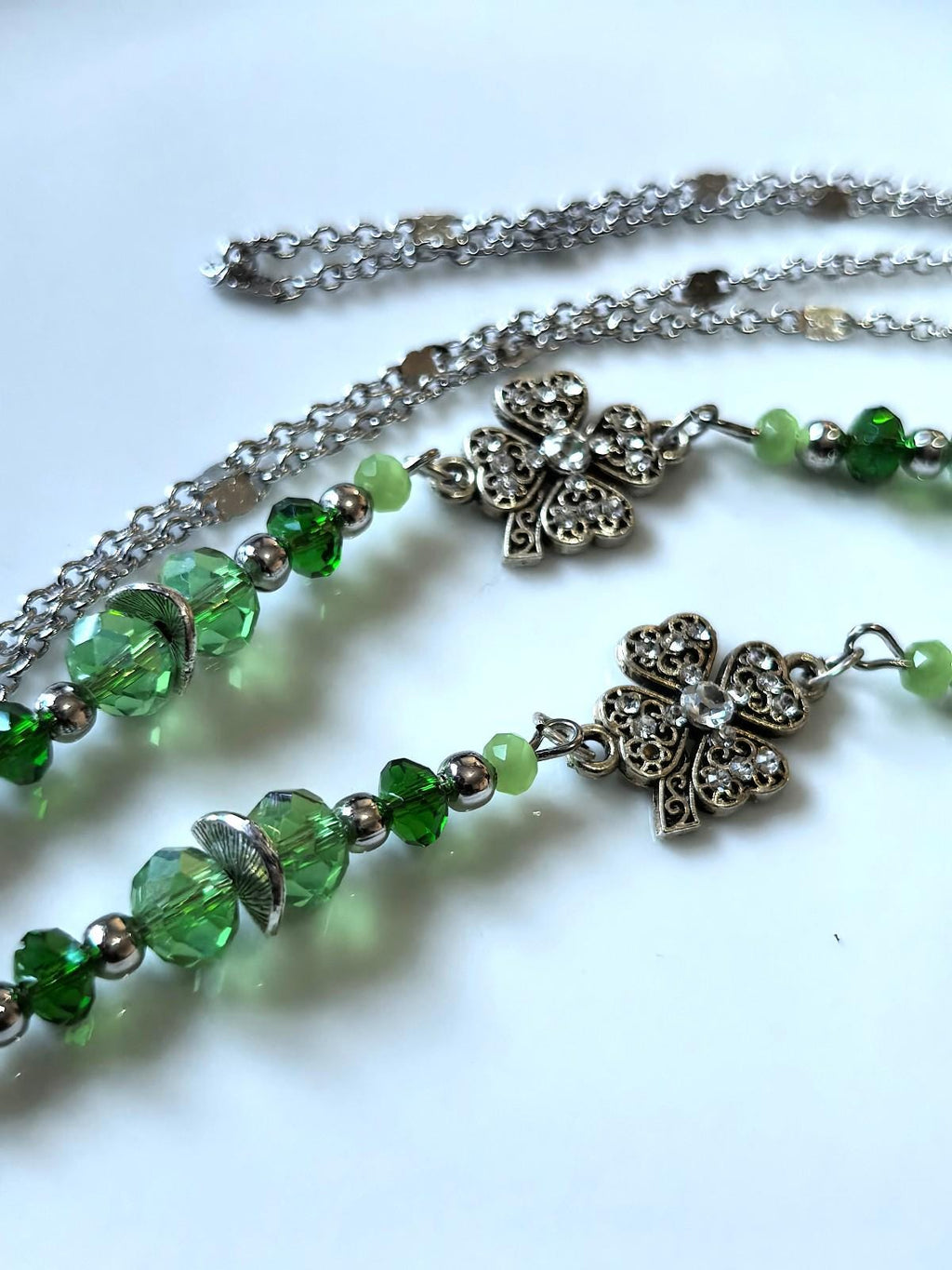 Silver Peridot Crystal Eyeglass Chain