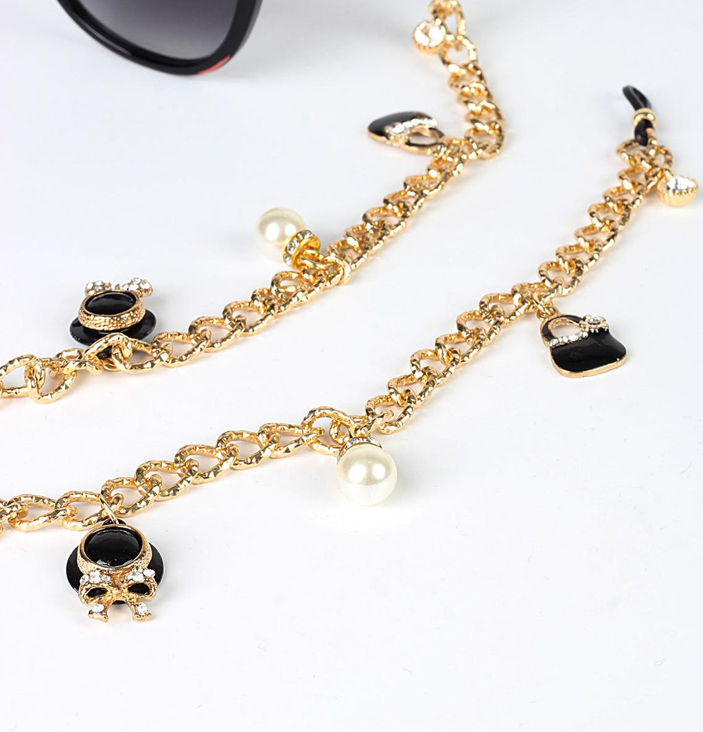 Glasses Chain – Dangling Charms with Pearl & Gold Accents – Charm Series