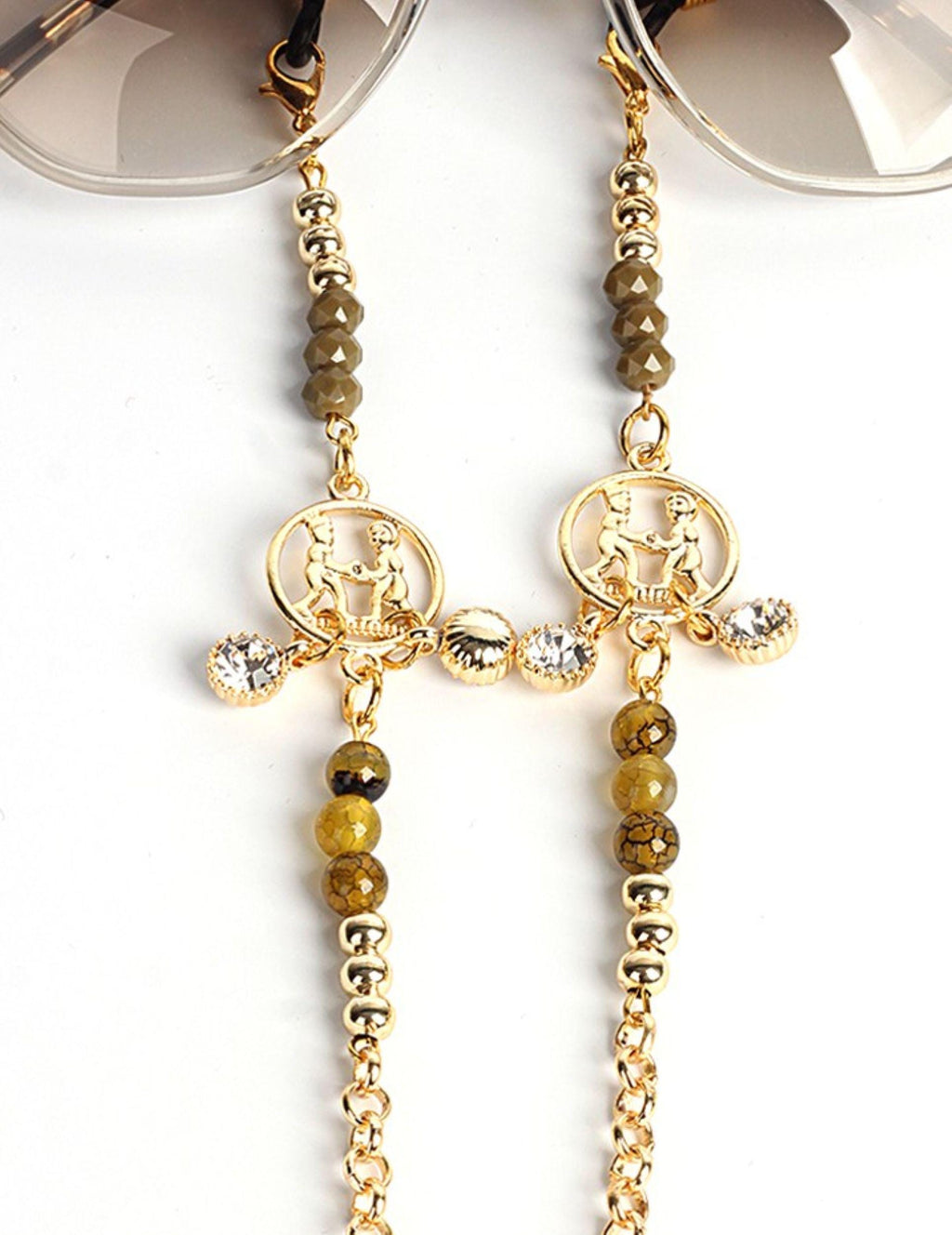 Glasses Chain – Gemini Zodiac Edition with Natural Stones – Gold Plated – ThinBlack® Zodiac Collection