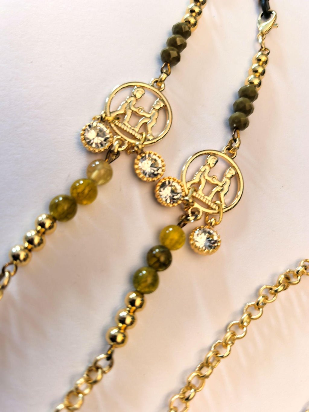 Glasses Chain – Gemini Zodiac Edition with Natural Stones – Gold Plated – ThinBlack® Zodiac Collection