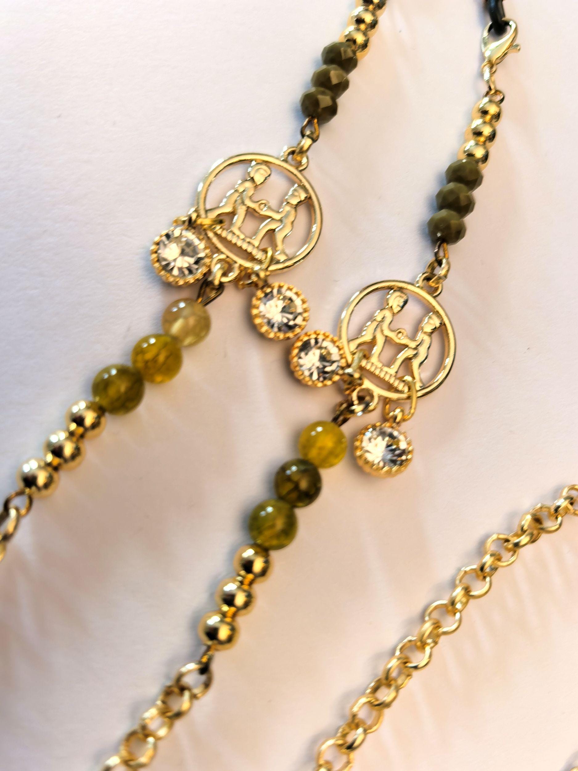 Glasses Chain – Gemini Zodiac Edition with Natural Stones – Gold Plated – ThinBlack® Zodiac Collection