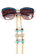 Glasses Chain – Gold Plated Virgo Eyewear Strap with Tiger’s Eye & Turquoise