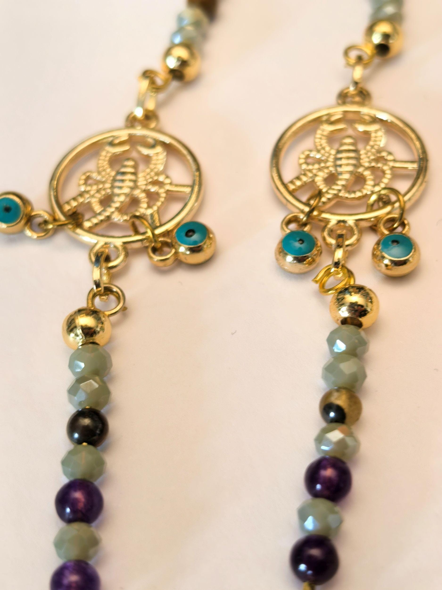 Glasses Chain – Scorpio Zodiac Edition with Amethyst & Tiger’s Eye – ThinBlack® Mystic Collection