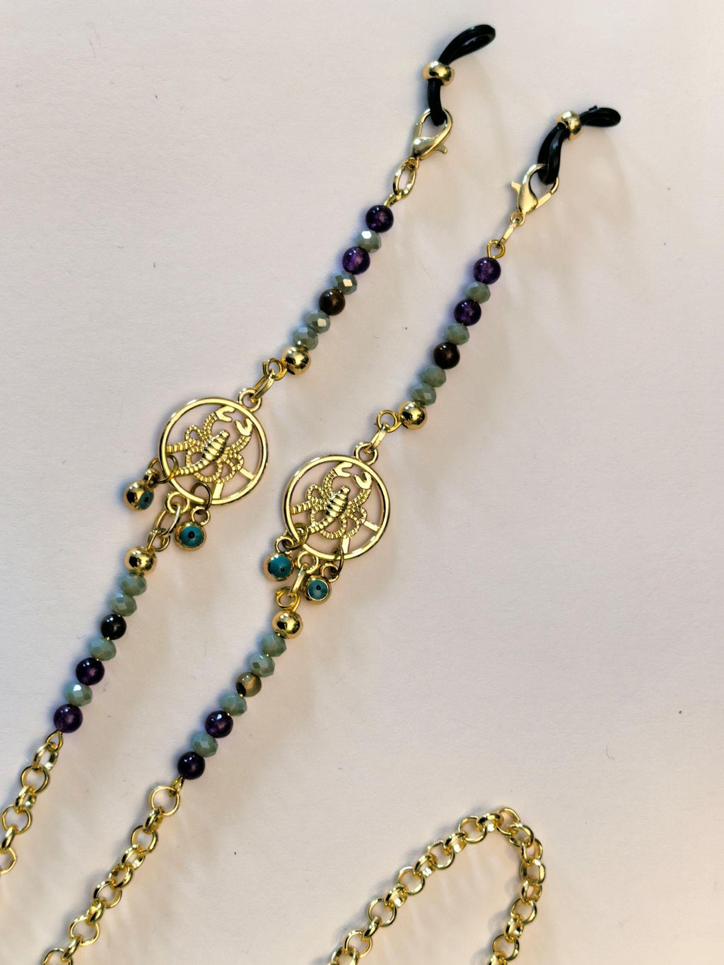 Glasses Chain – Scorpio Zodiac Edition with Amethyst & Tiger’s Eye – ThinBlack® Mystic Collection