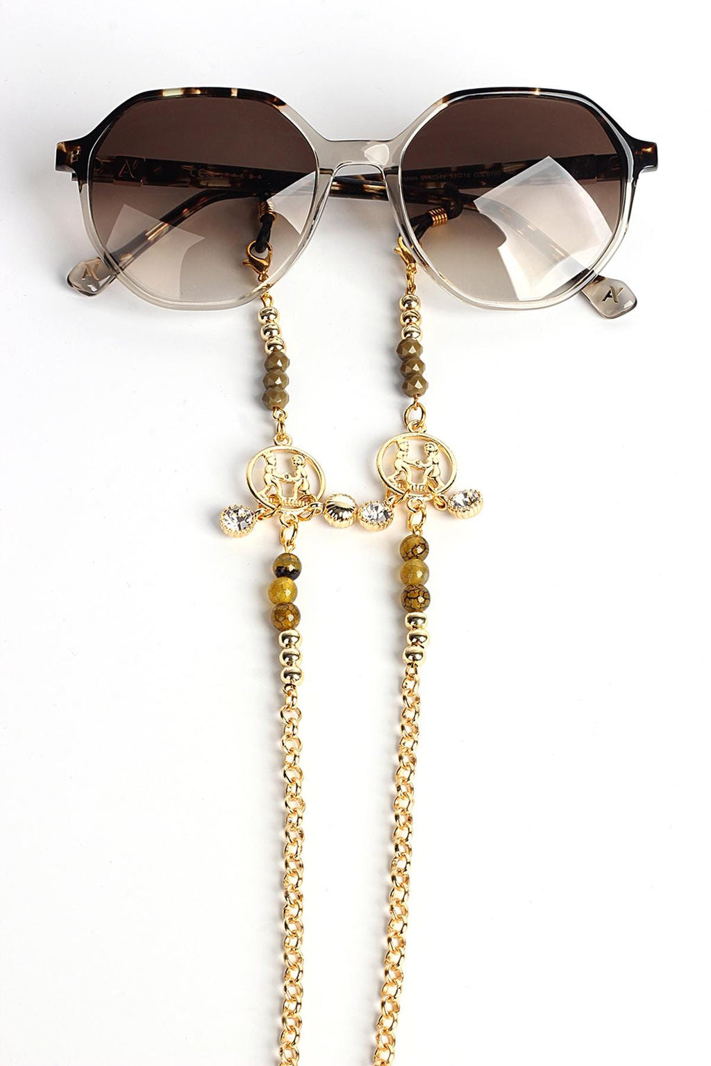 Glasses Chain – Gemini Zodiac Edition with Natural Stones – Gold Plated – ThinBlack® Zodiac Collection