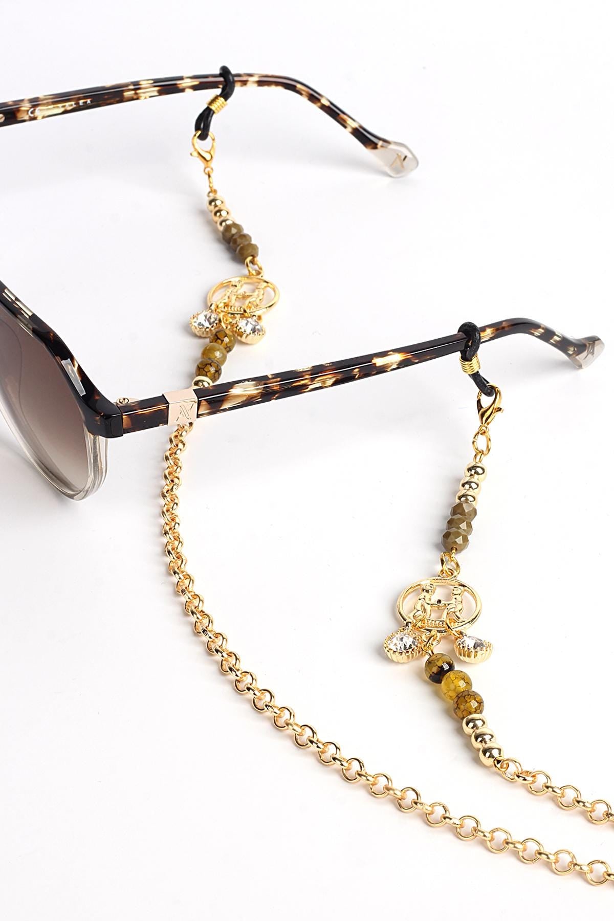 Glasses Chain – Gemini Zodiac Edition with Natural Stones – Gold Plated – ThinBlack® Zodiac Collection