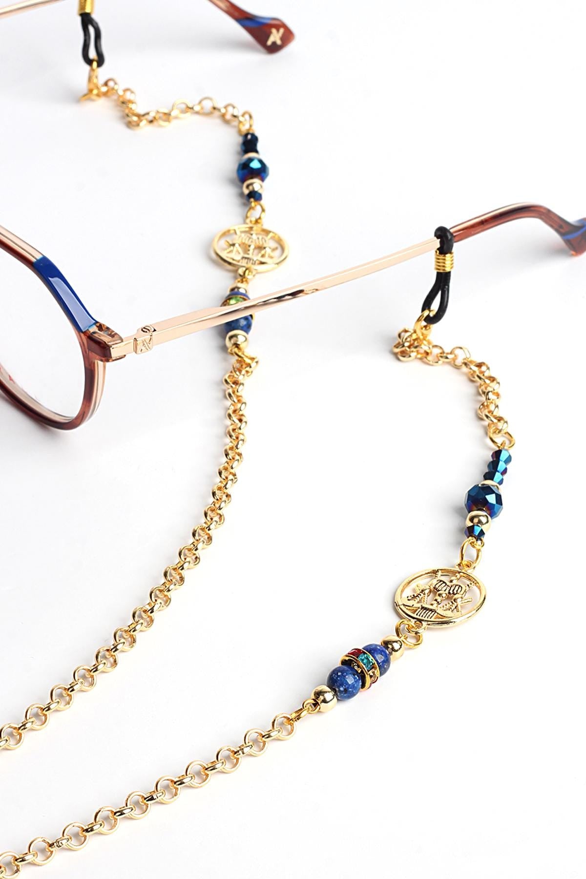 Glasses Chain – Libra Zodiac Edition with Gemstone Beads & Balance Charm – ThinBlack® Zodiac Collection