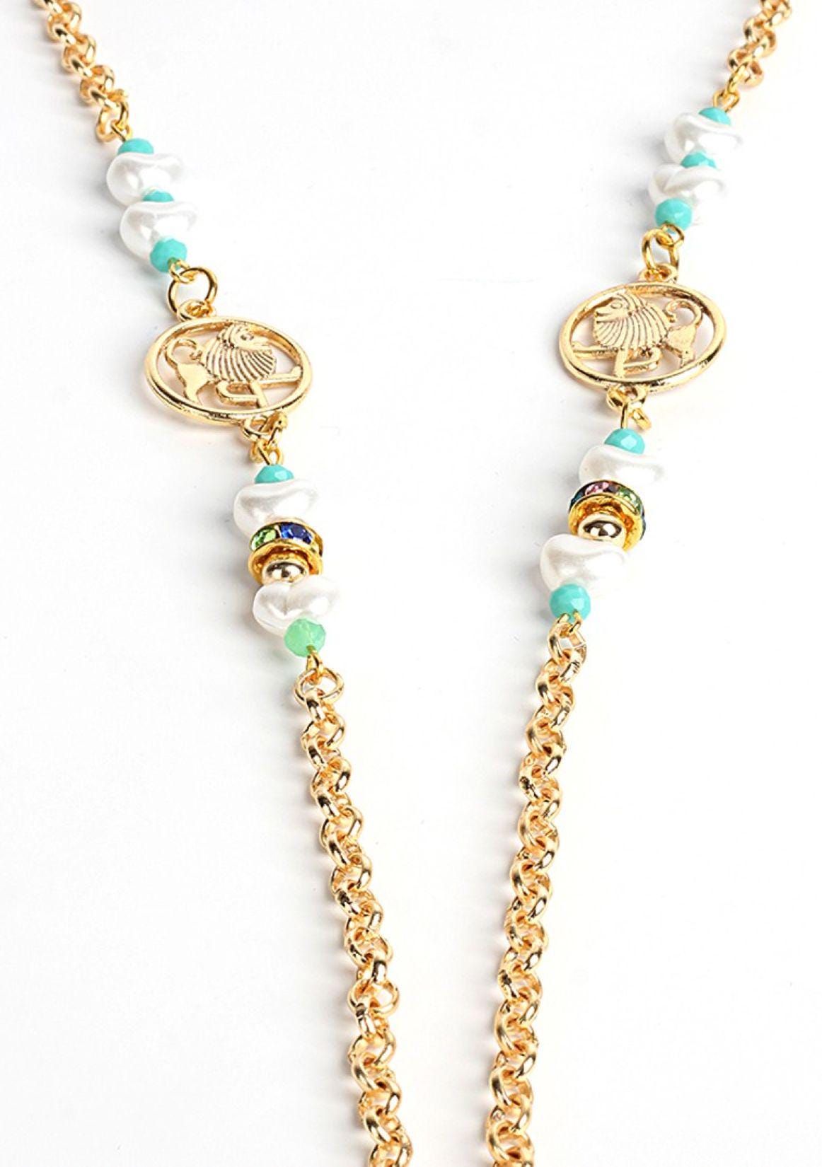 Glasses Chain – Leo Zodiac Edition with Crystal & Pearl Beads – ThinBlack® Zodiac Collection