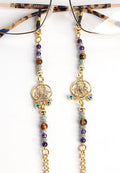 Glasses Chain – Scorpio Zodiac Edition with Amethyst & Tiger’s Eye – ThinBlack® Mystic Collection