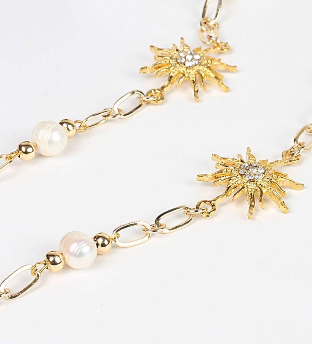 Glasses Chain – Gold Plated with Pearl & Zircon North Star Charm – ThinBlack® Celestial Edition