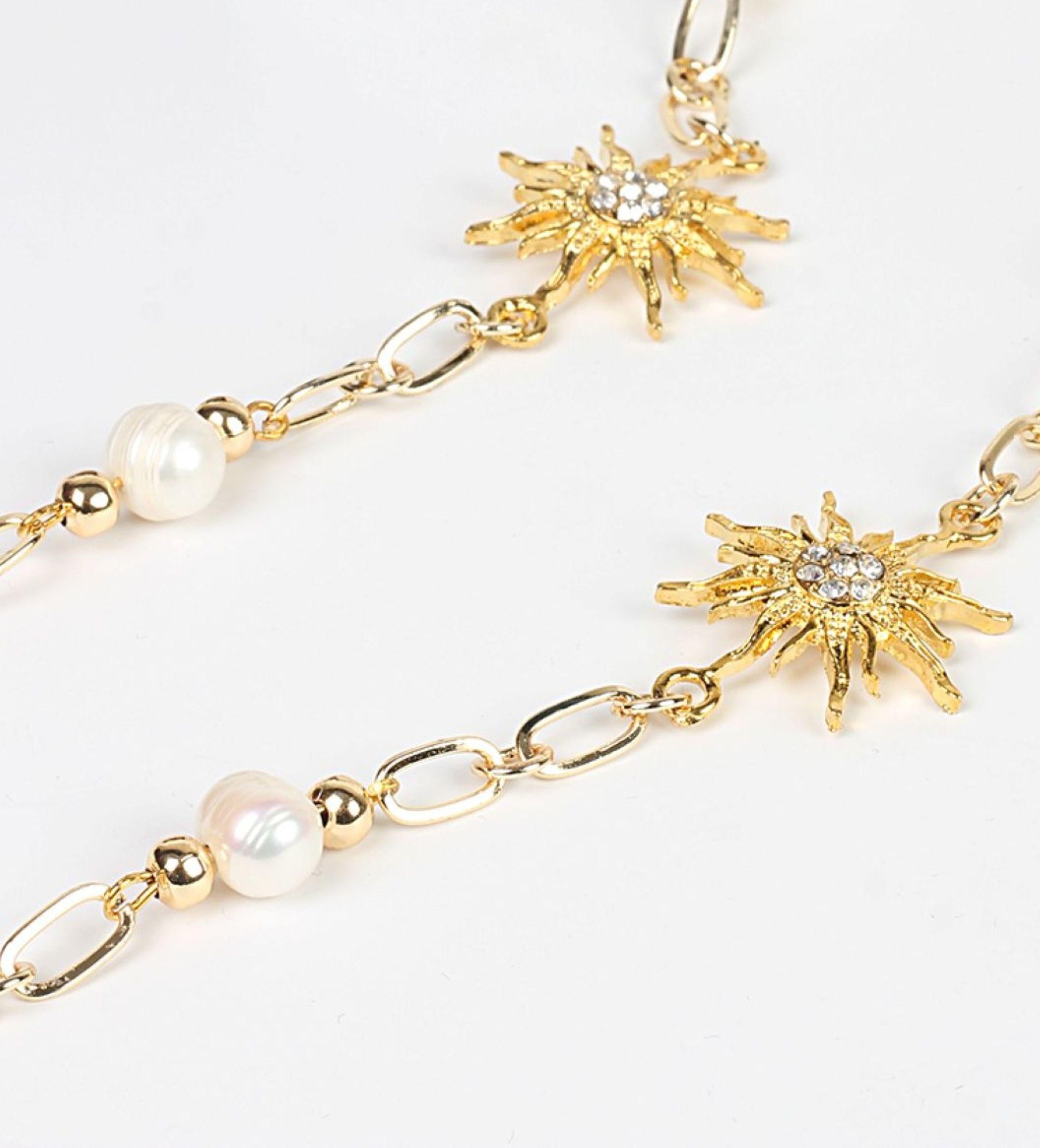 Glasses Chain – Gold Plated with Pearl & Zircon North Star Charm – ThinBlack® Celestial Edition