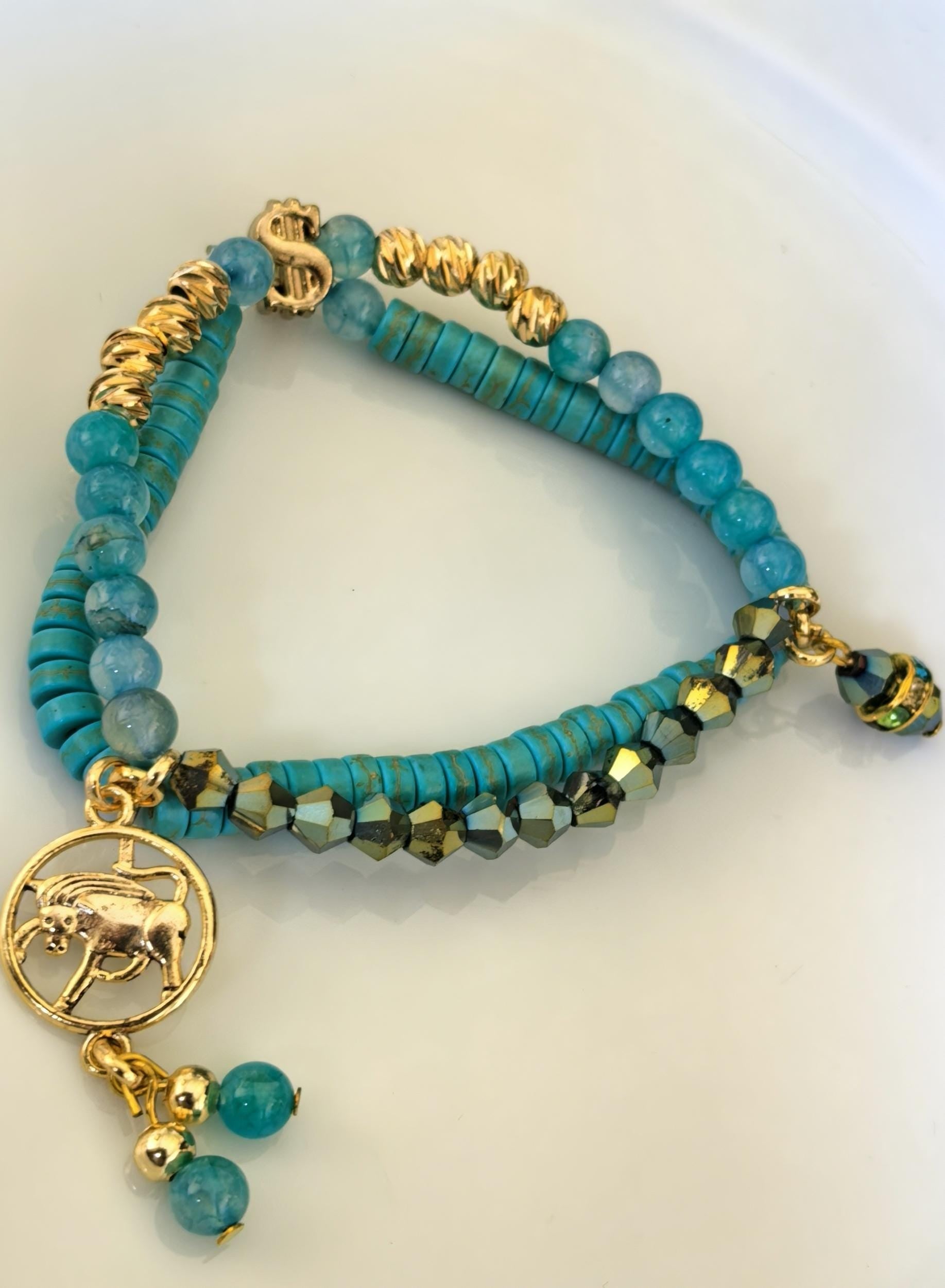 Bracelet – Taurus Zodiac Natural Stone Lucky Charm – ThinBlack® Zodiac Collection