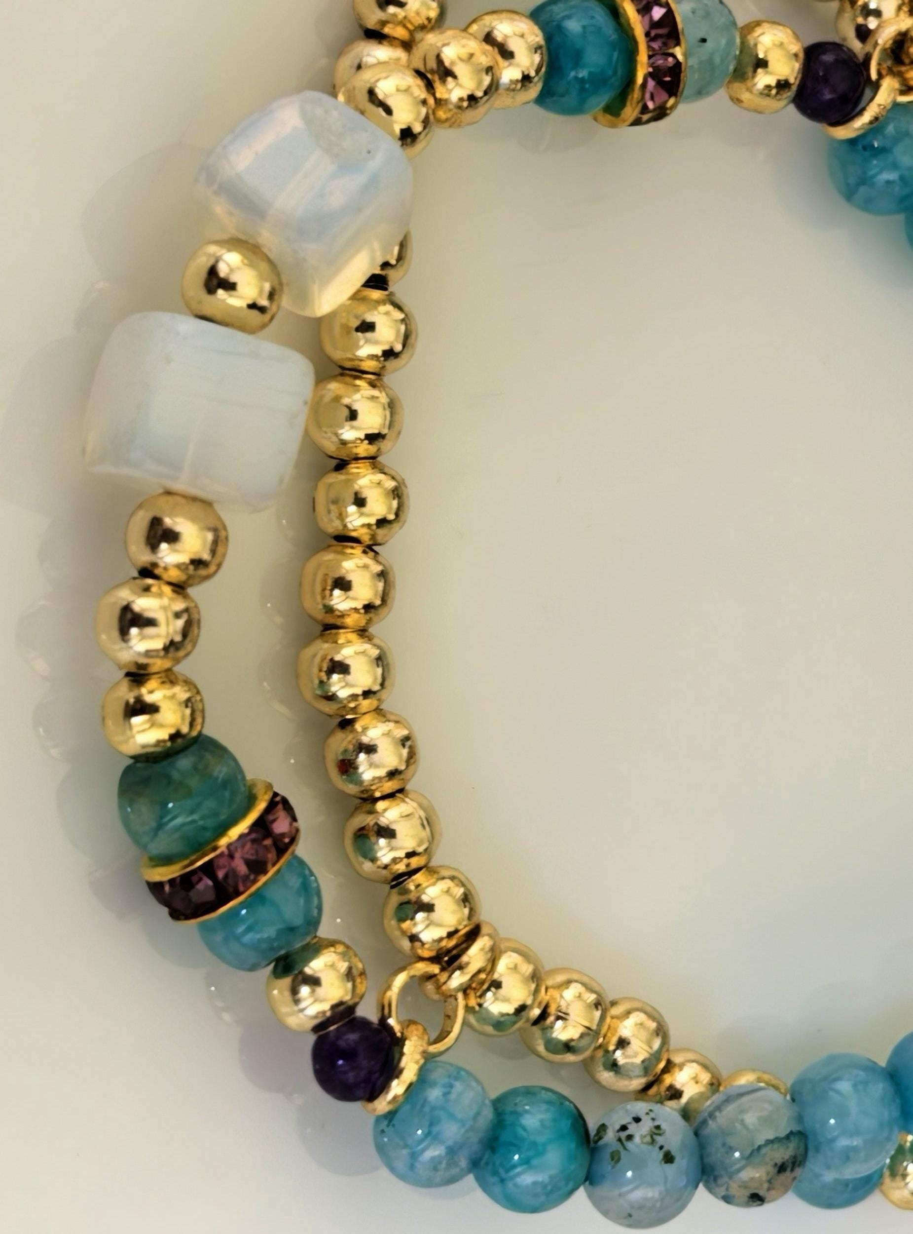 Bracelet – Aquarius Birthstone Natural Stone Lucky Charm – ThinBlack® Zodiac Collection