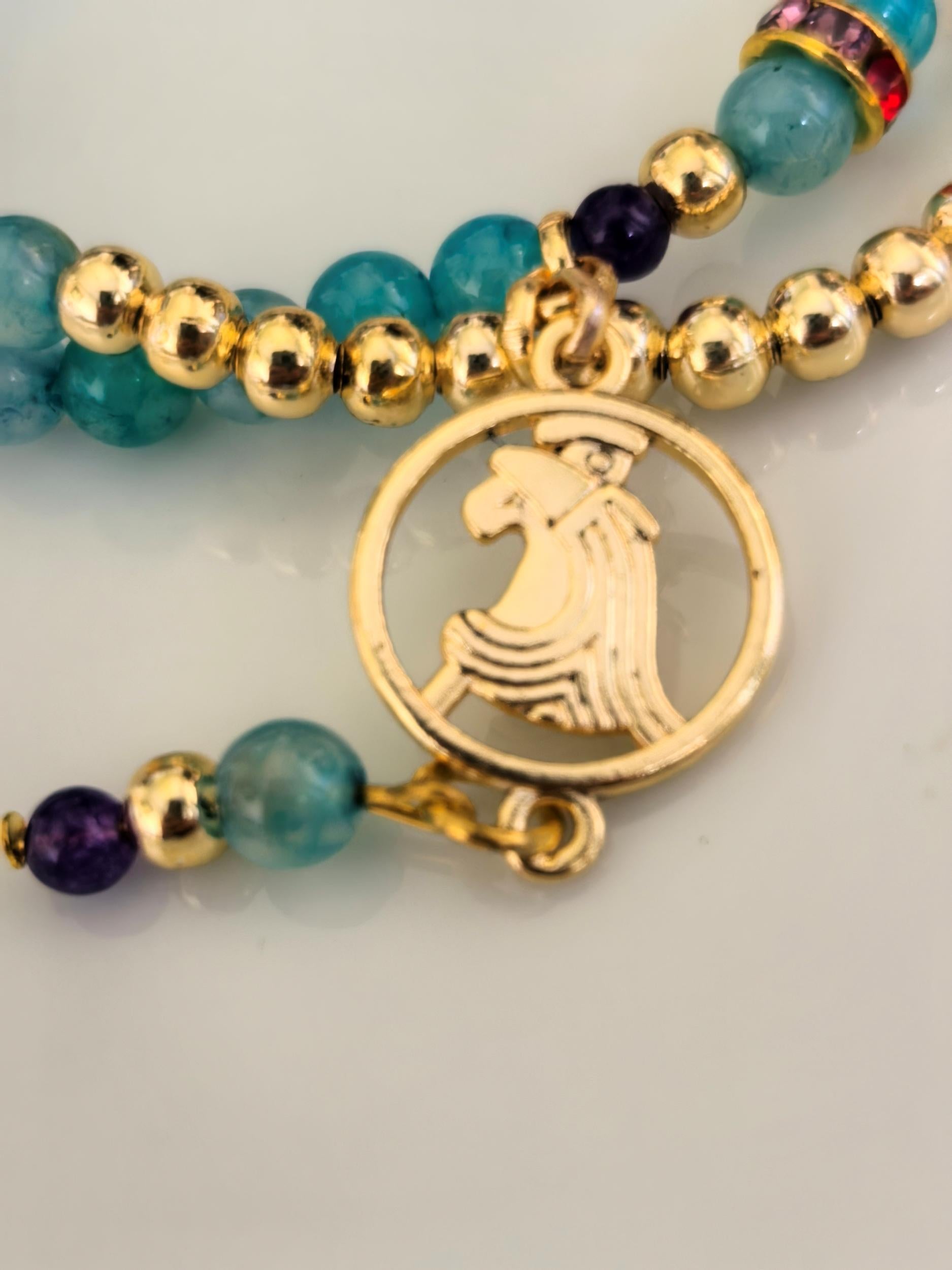 Bracelet – Aquarius Birthstone Natural Stone Lucky Charm – ThinBlack® Zodiac Collection