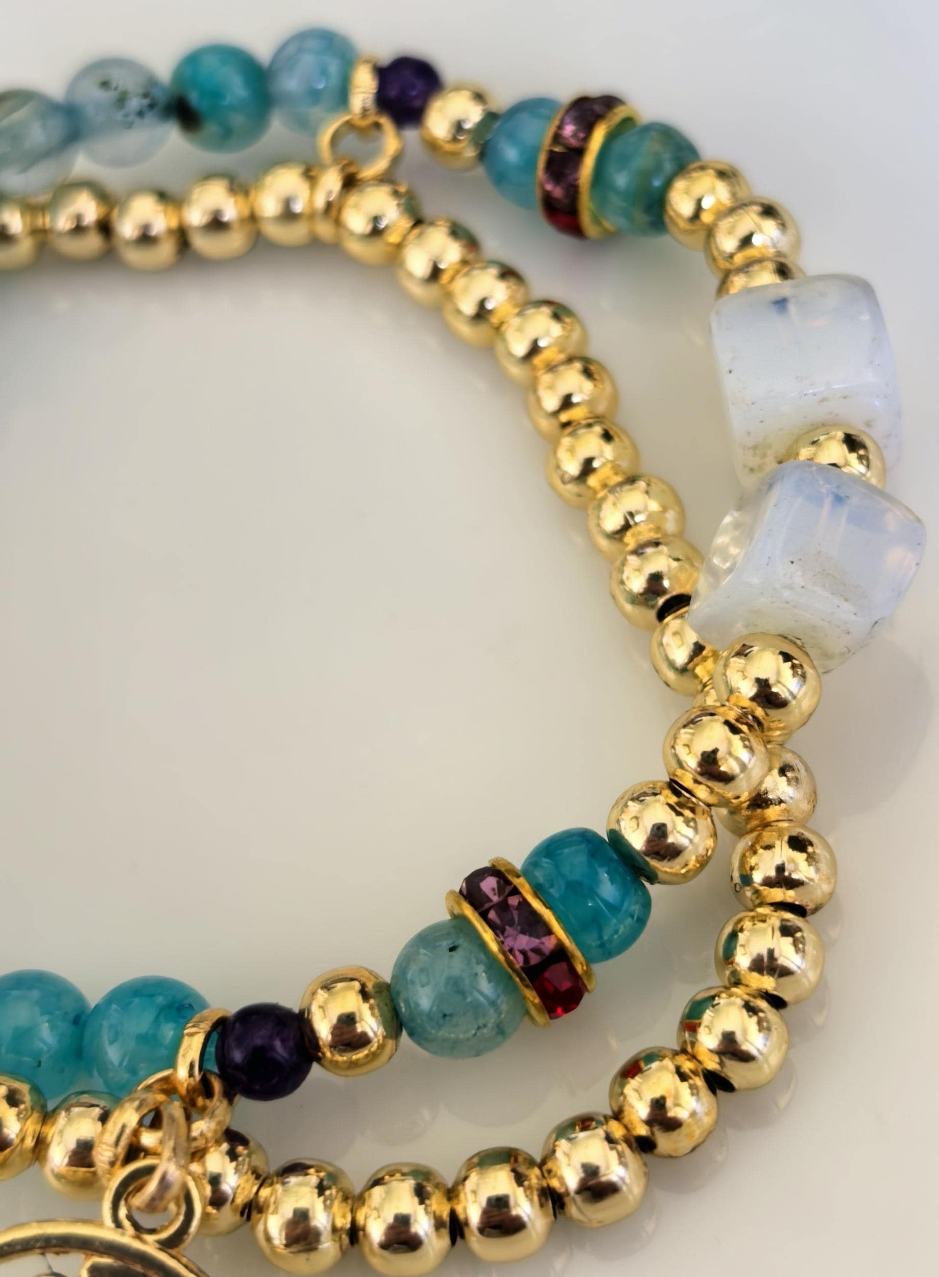 Bracelet – Aquarius Birthstone Natural Stone Lucky Charm – ThinBlack® Zodiac Collection