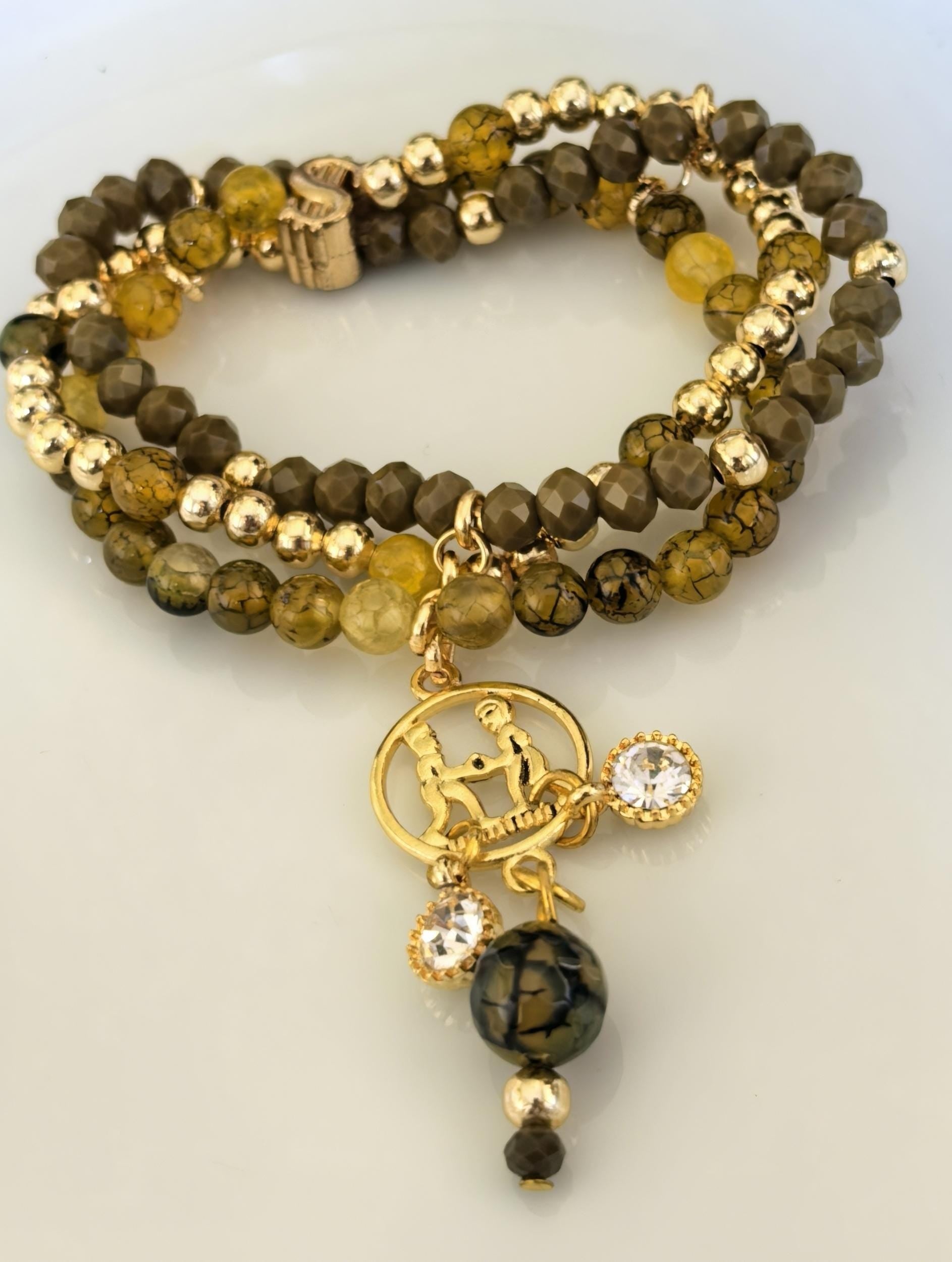 Bracelet – Gemini Zodiac Agate & Natural Stone Lucky Charm – ThinBlack® Zodiac Collection