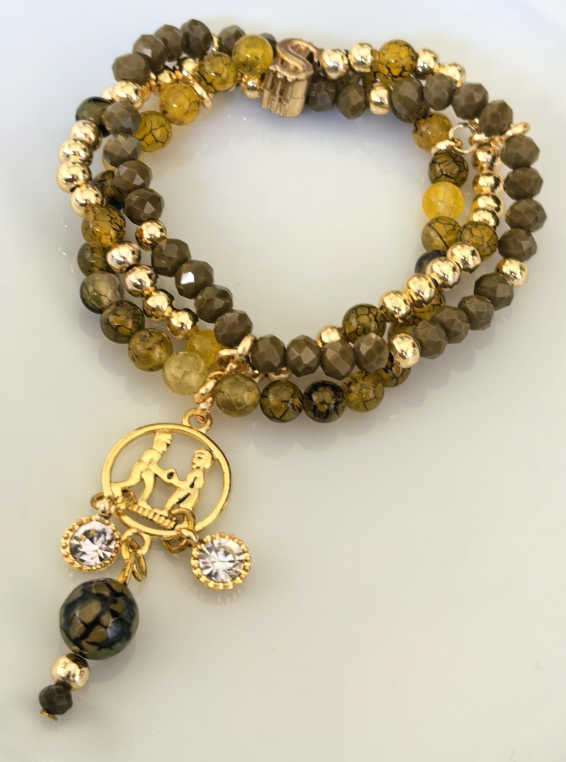 Bracelet – Gemini Zodiac Agate & Natural Stone Lucky Charm – ThinBlack® Zodiac Collection
