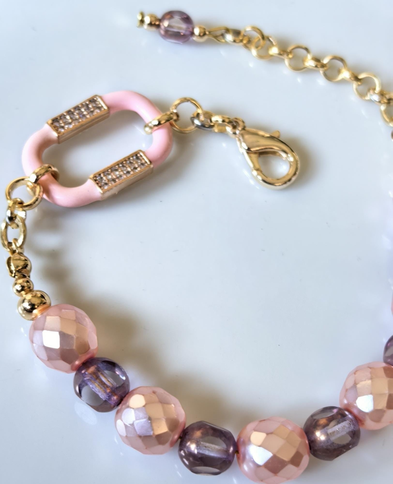 Bracelet – Lila Aura Pink Pearl & Crystal – ThinBlack® Power Stones Collection