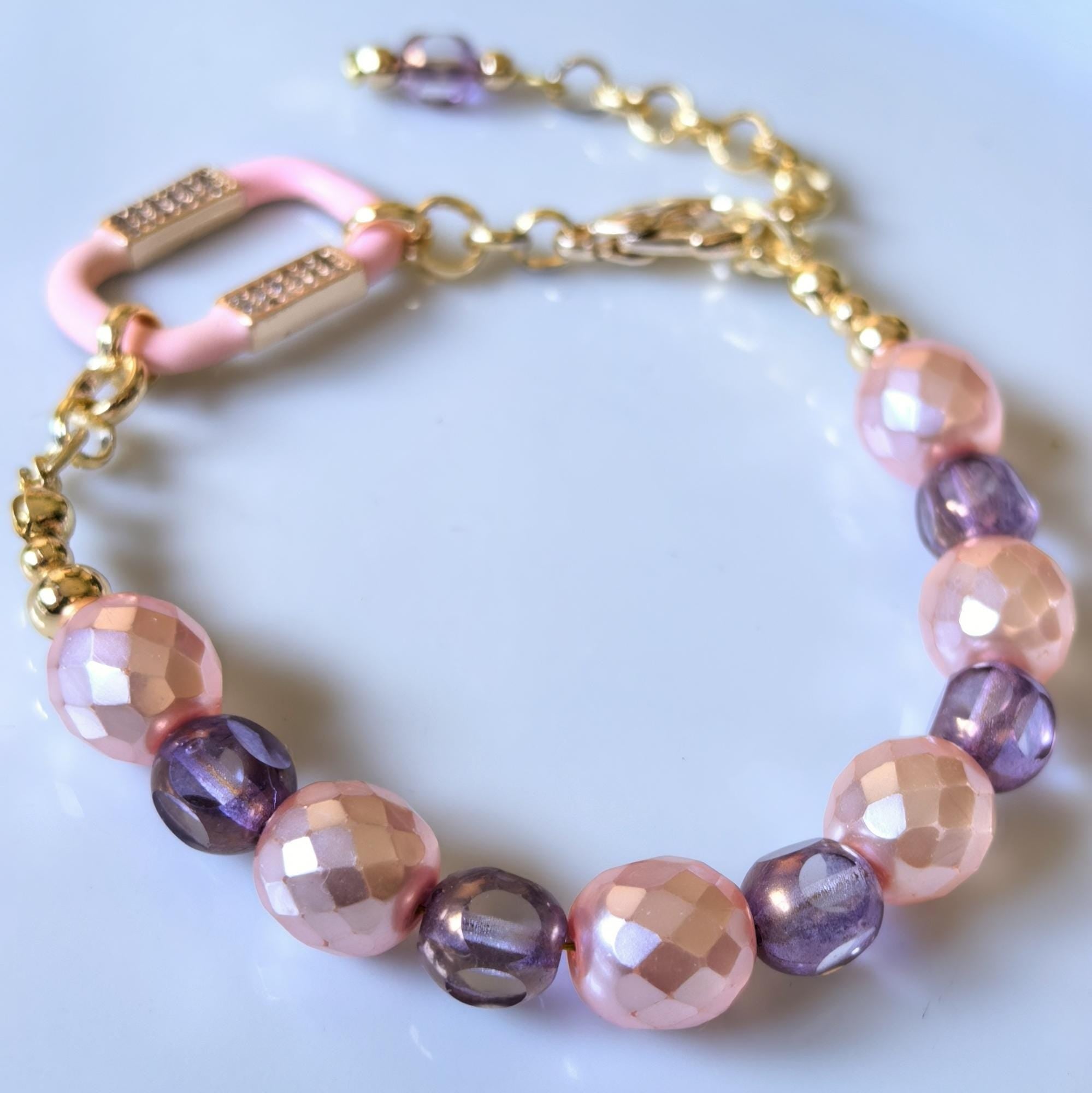 Bracelet – Lila Aura Pink Pearl & Crystal – ThinBlack® Power Stones Collection
