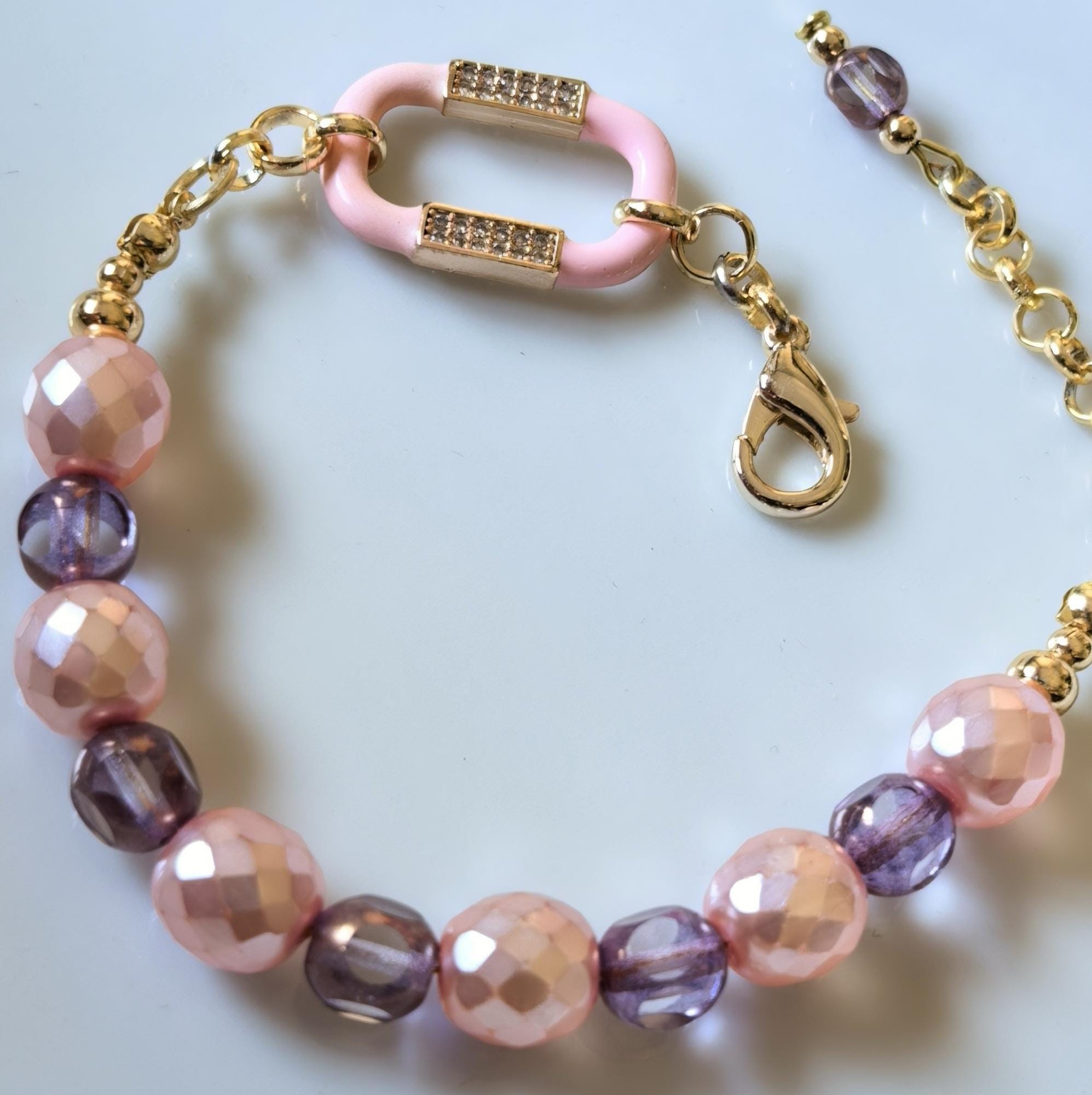 Bracelet – Lila Aura Pink Pearl & Crystal – ThinBlack® Power Stones Collection
