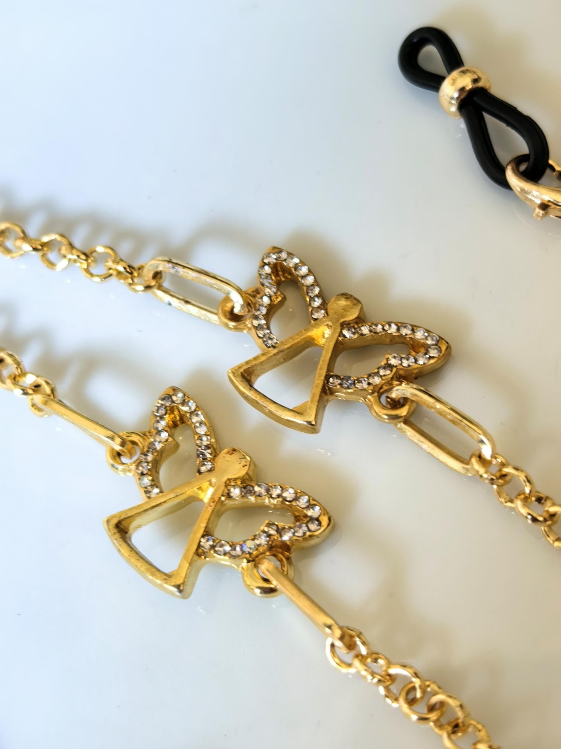 Glasses Chain – Angel Charm with Real Pearls, Zircon & Natural Stones – ThinBlack® Mystic Edition