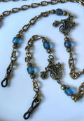Glasses Chain – Antique Gold with Turquoise Crystal Beads – Bicycle Inspired | Unisex – ThinBlack® Symbolic Edition