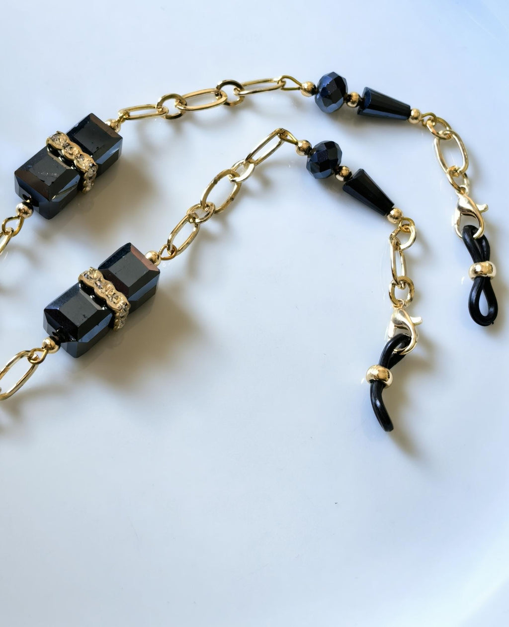 Glasses Chain – Crystal Cube Beads with Swarovski Rondelle Accents – Power Stones Collection