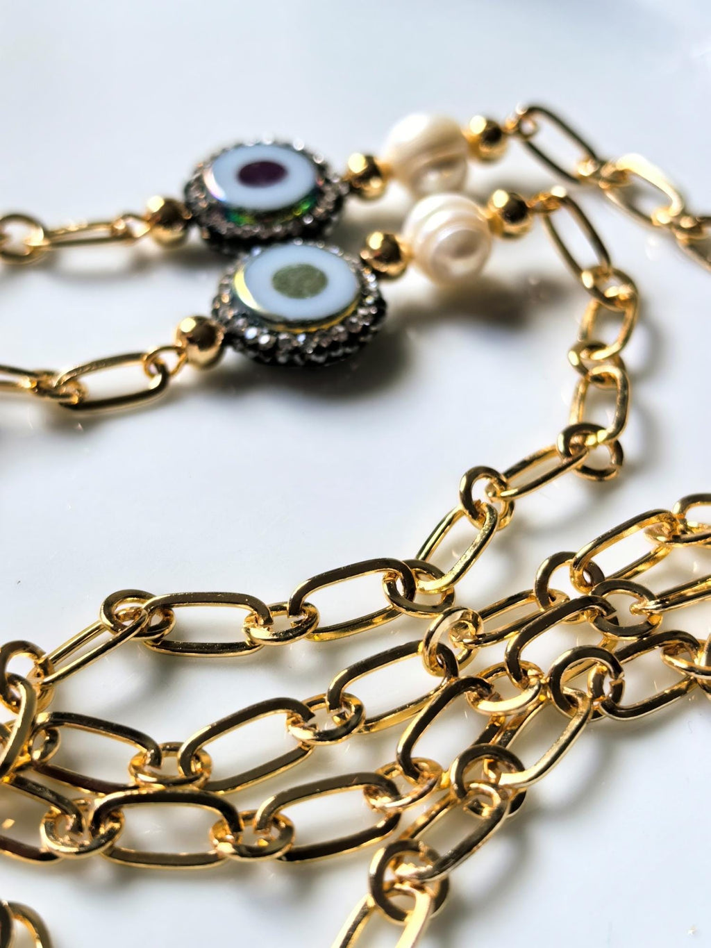 Glasses Chain – Handmade with Real Pearls & Natural Stones – ThinBlack® Power Stones Collection
