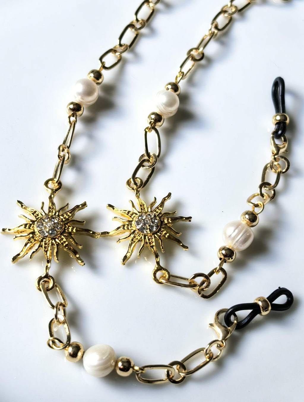 Glasses Chain – Gold Plated with Pearl & Zircon North Star Charm – ThinBlack® Celestial Edition