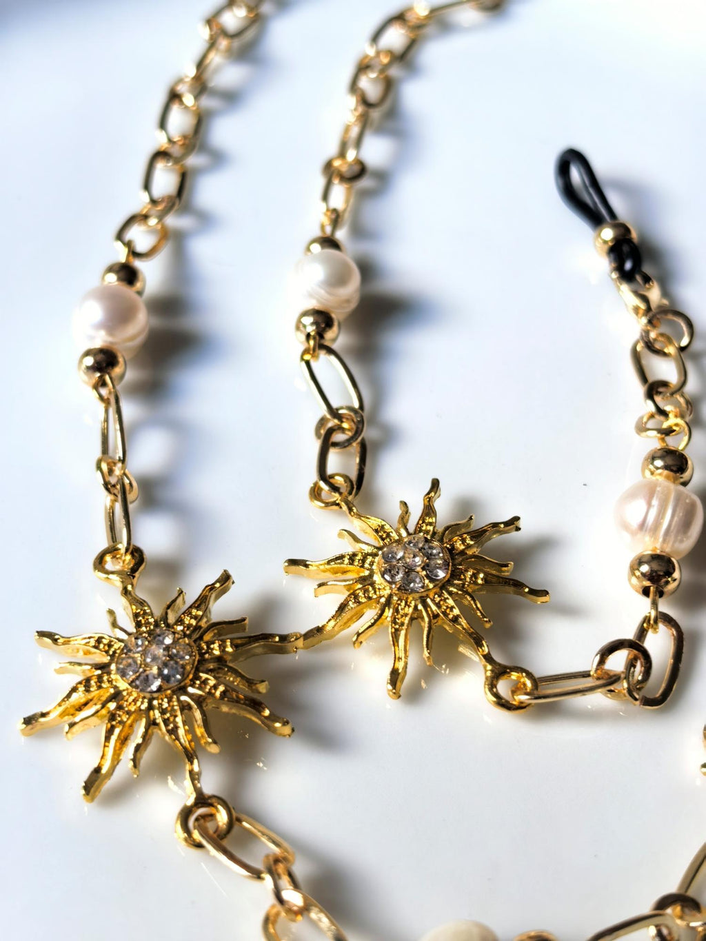 Glasses Chain – Gold Plated with Pearl & Zircon North Star Charm – ThinBlack® Celestial Edition
