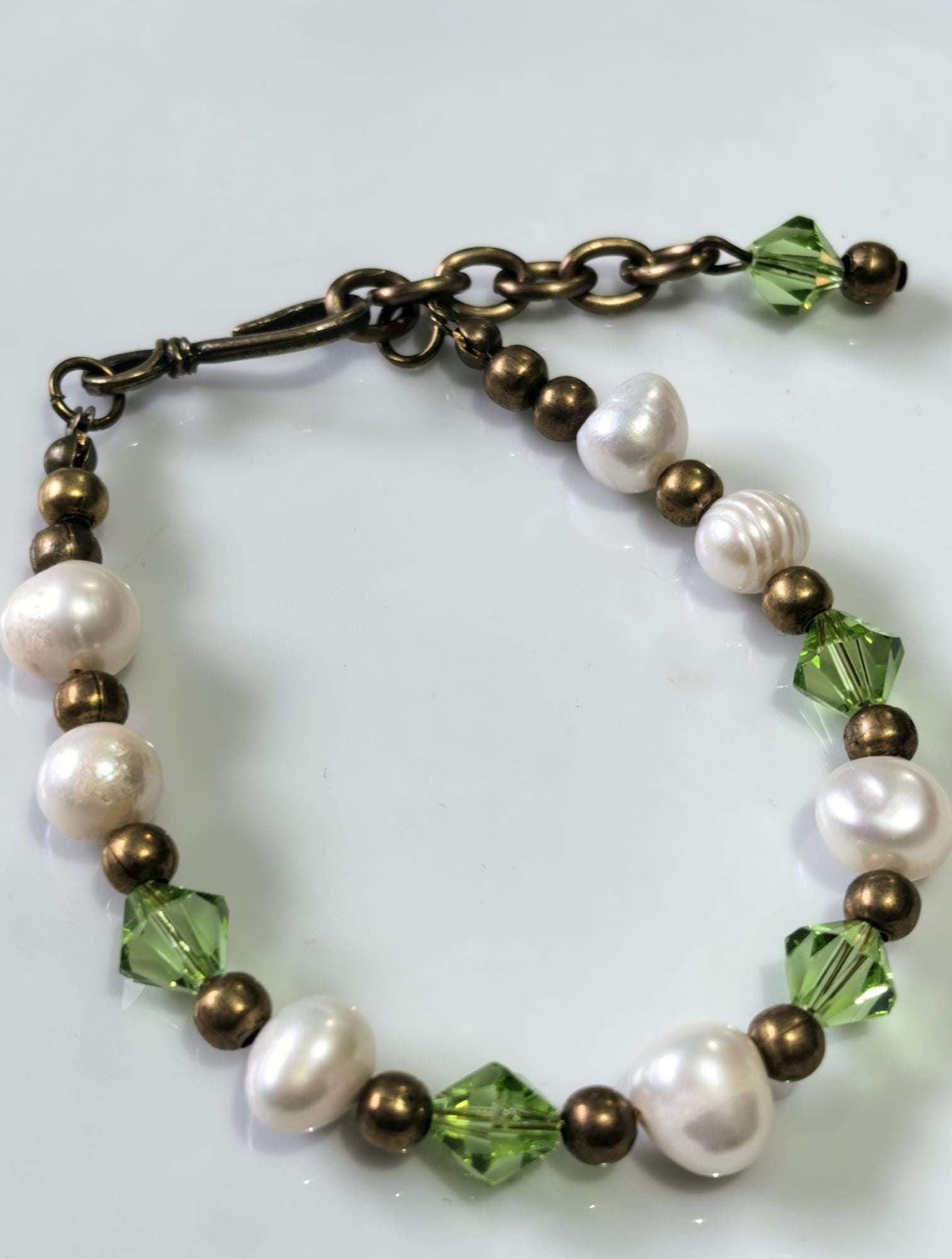 Genuine Pearl Natural Stone Bracelet – Peridot – THINBLACK®
