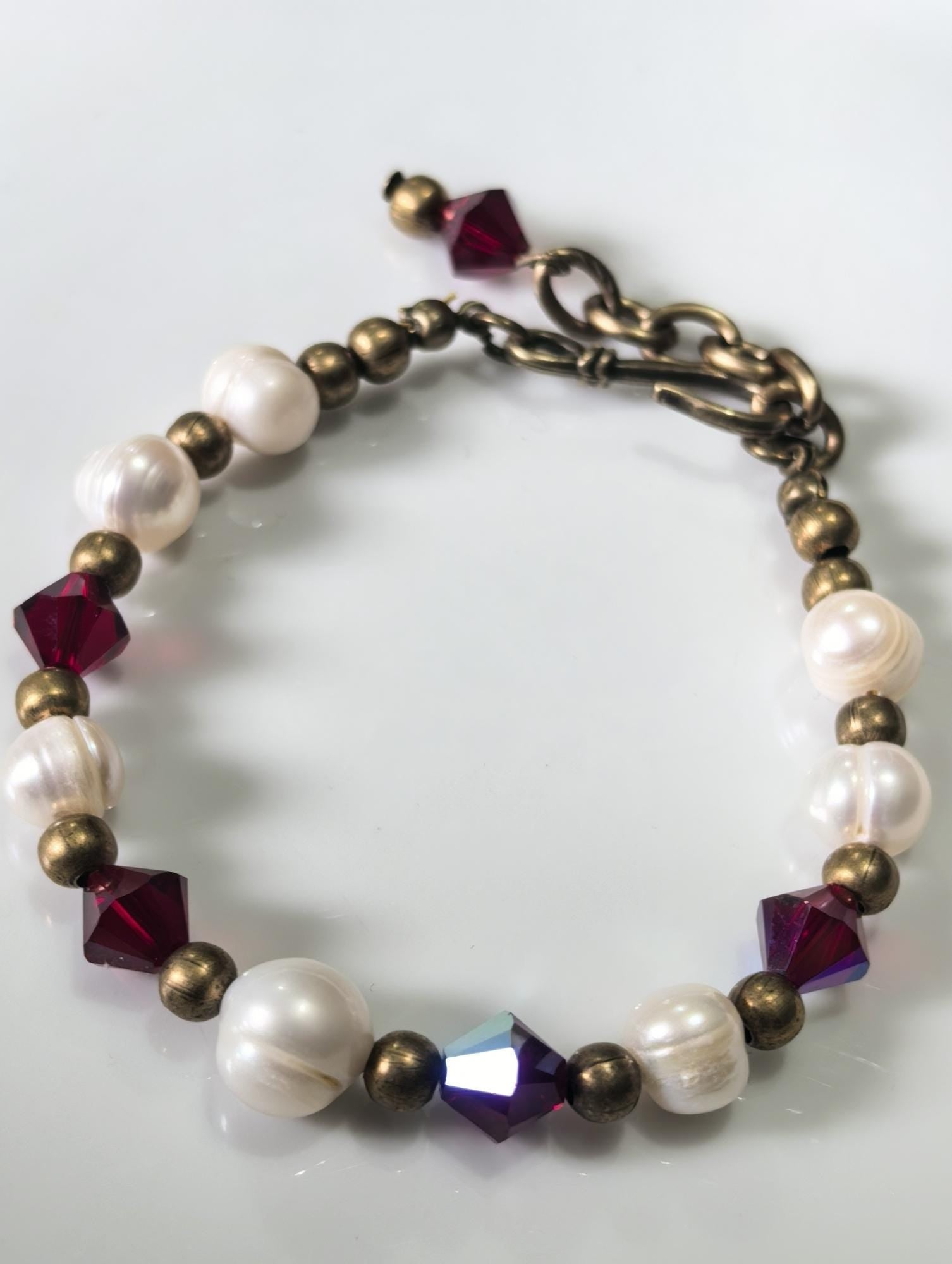 Genuine Pearl Natural Stone Bracelet – Red – THINBLACK®