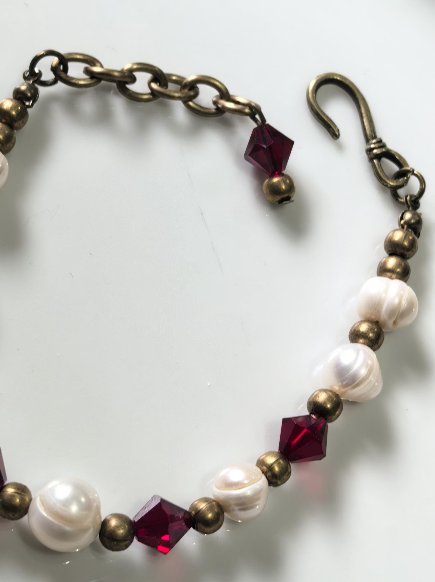 Genuine Pearl Natural Stone Bracelet – Red – THINBLACK®