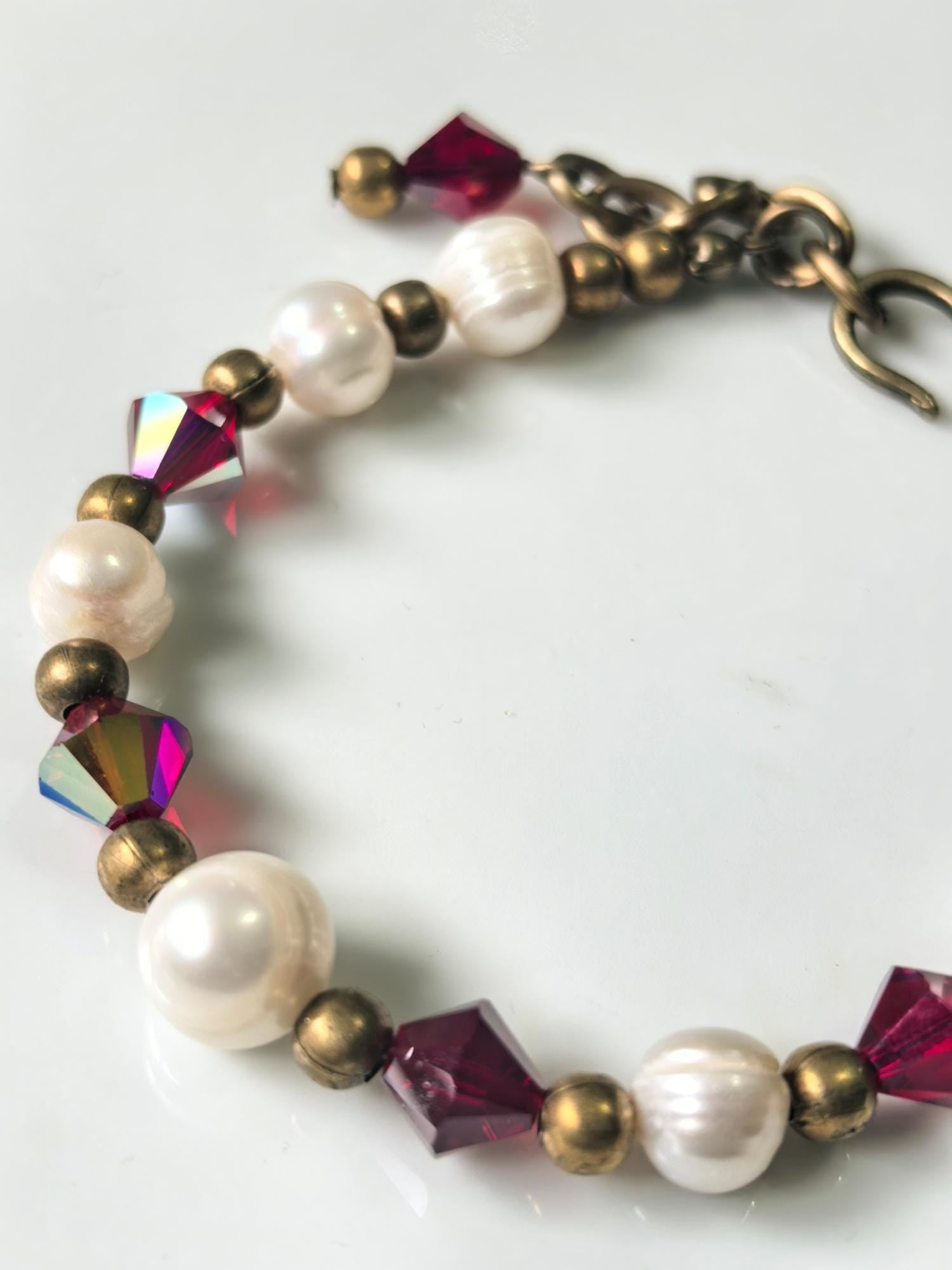 Genuine Pearl Natural Stone Bracelet – Red – THINBLACK®