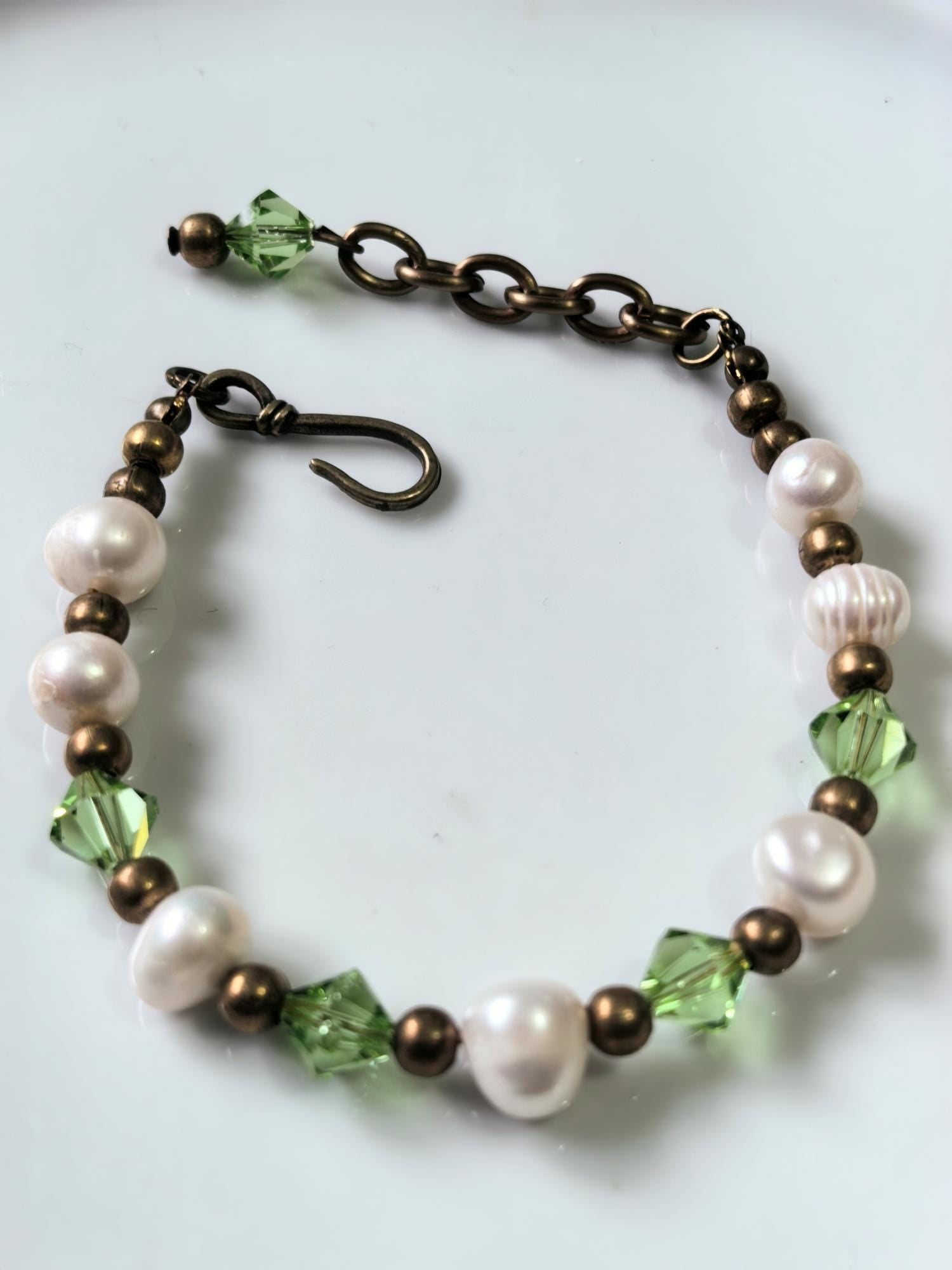 Genuine Pearl Natural Stone Bracelet – Peridot – THINBLACK®