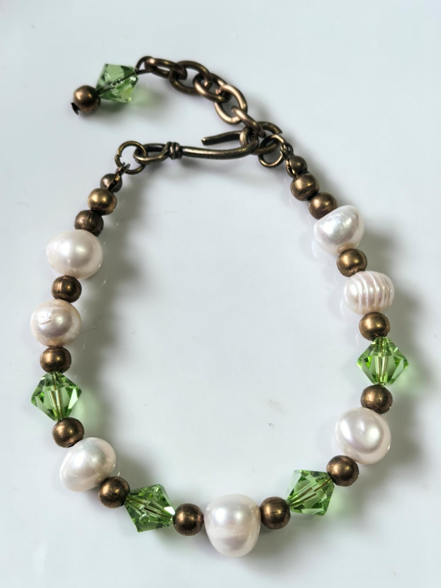 Genuine Pearl Natural Stone Bracelet – Peridot – THINBLACK®