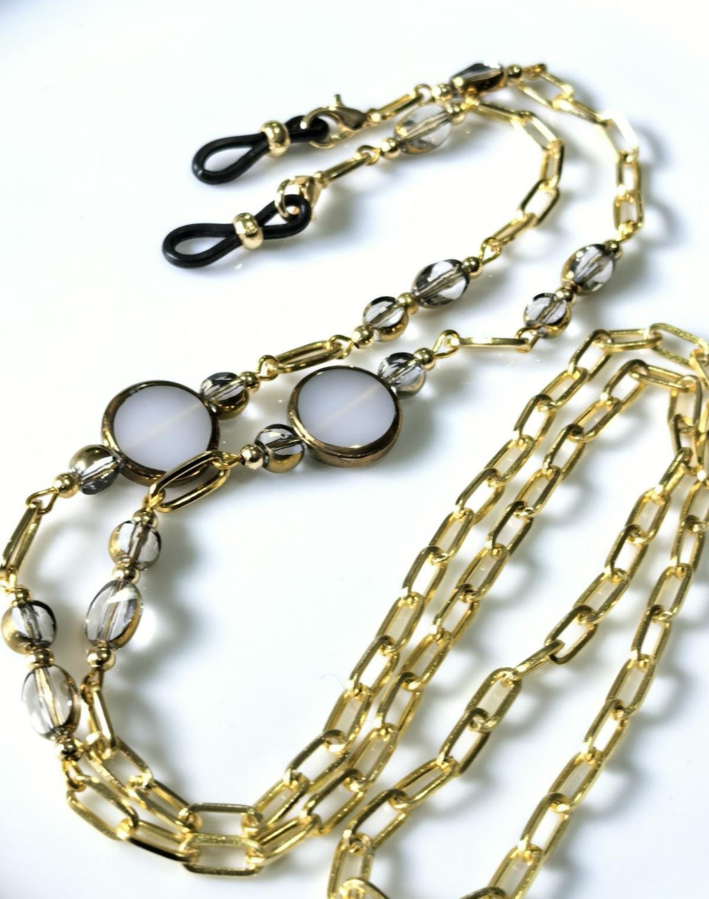 Antique Gold Czech Crystal Eyeglass Chain – Baroque Moon Collection Beaded