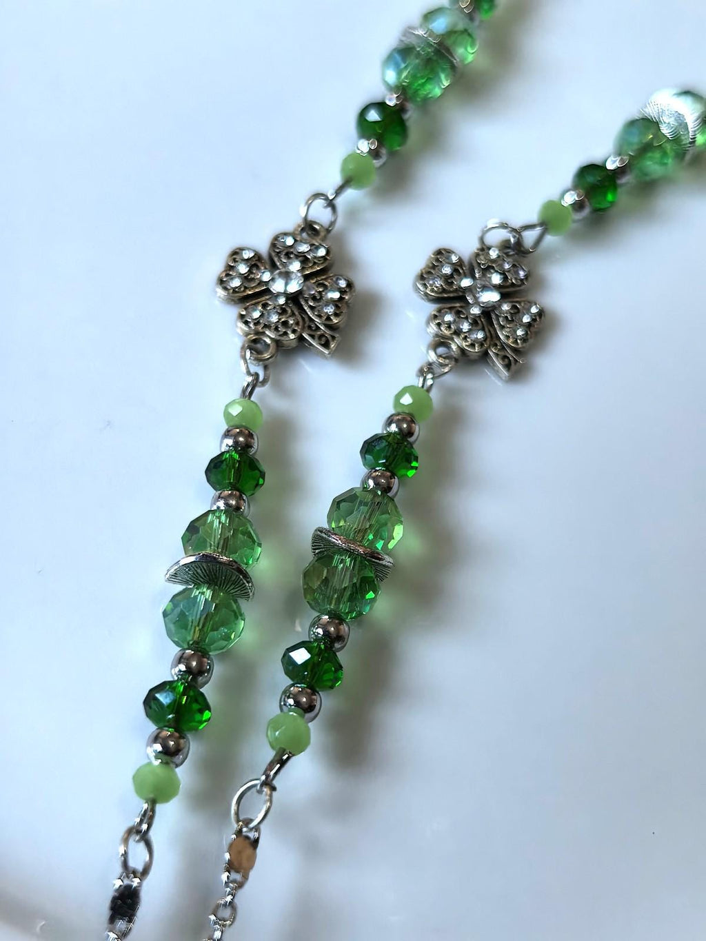 Gümüş Peridot Kristal Gözlük Zinciri