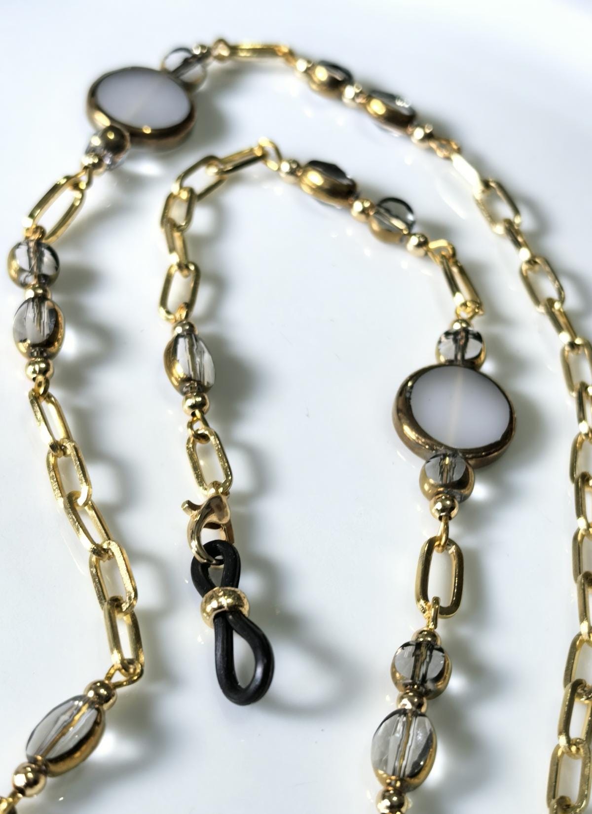 Antique Gold Czech Crystal Eyeglass Chain – Baroque Moon Collection Beaded