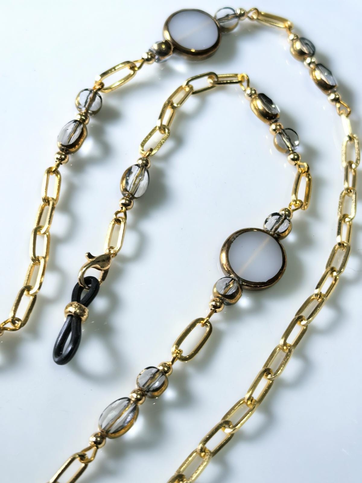 Antique Gold Czech Crystal Eyeglass Chain – Baroque Moon Collection Beaded